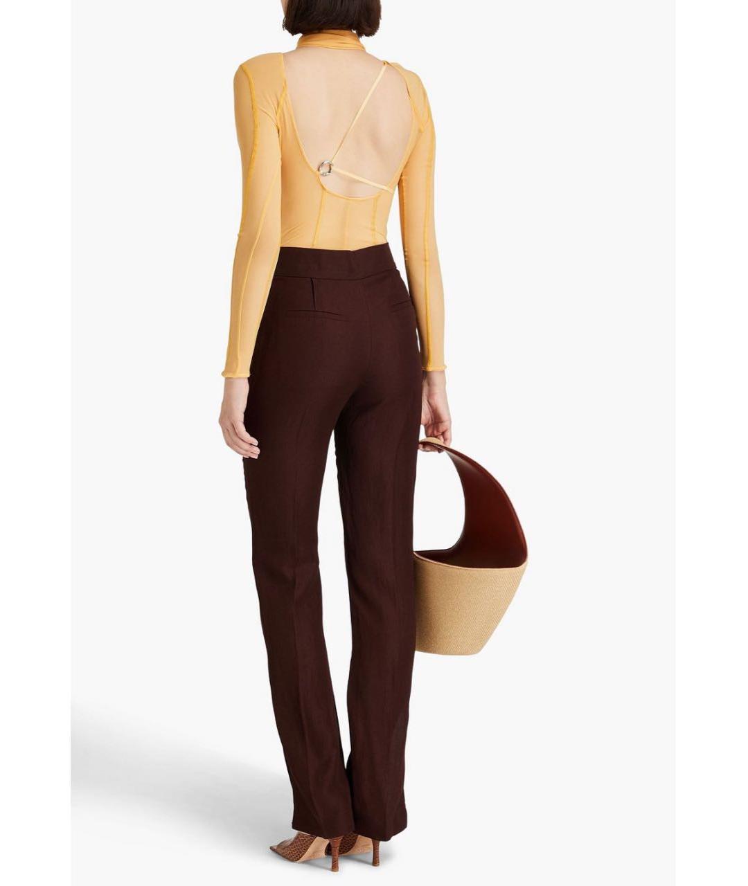 JACQUEMUS Коричневые вискозные прямые брюки, фото 3