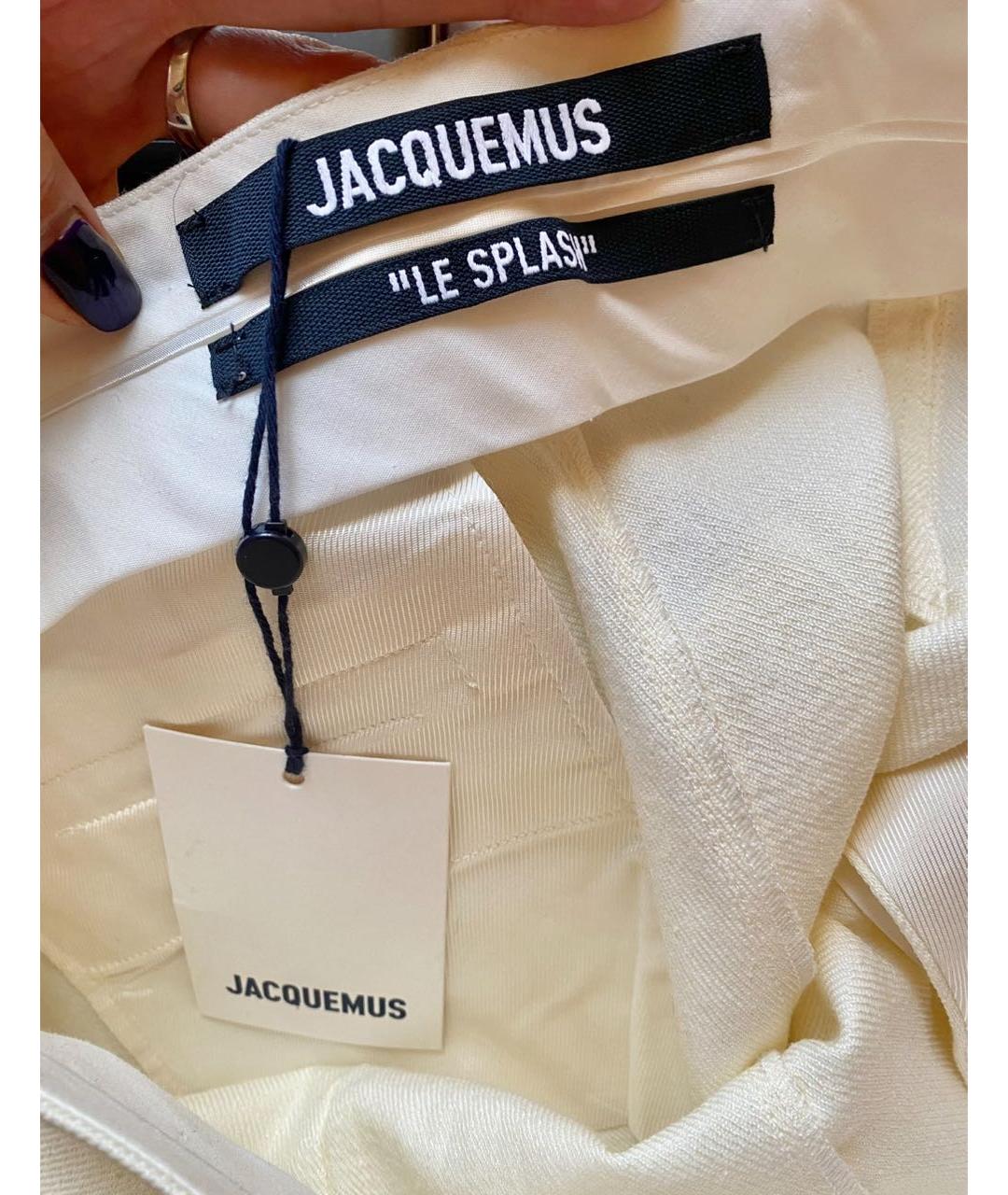 JACQUEMUS Белые льняные прямые брюки, фото 6