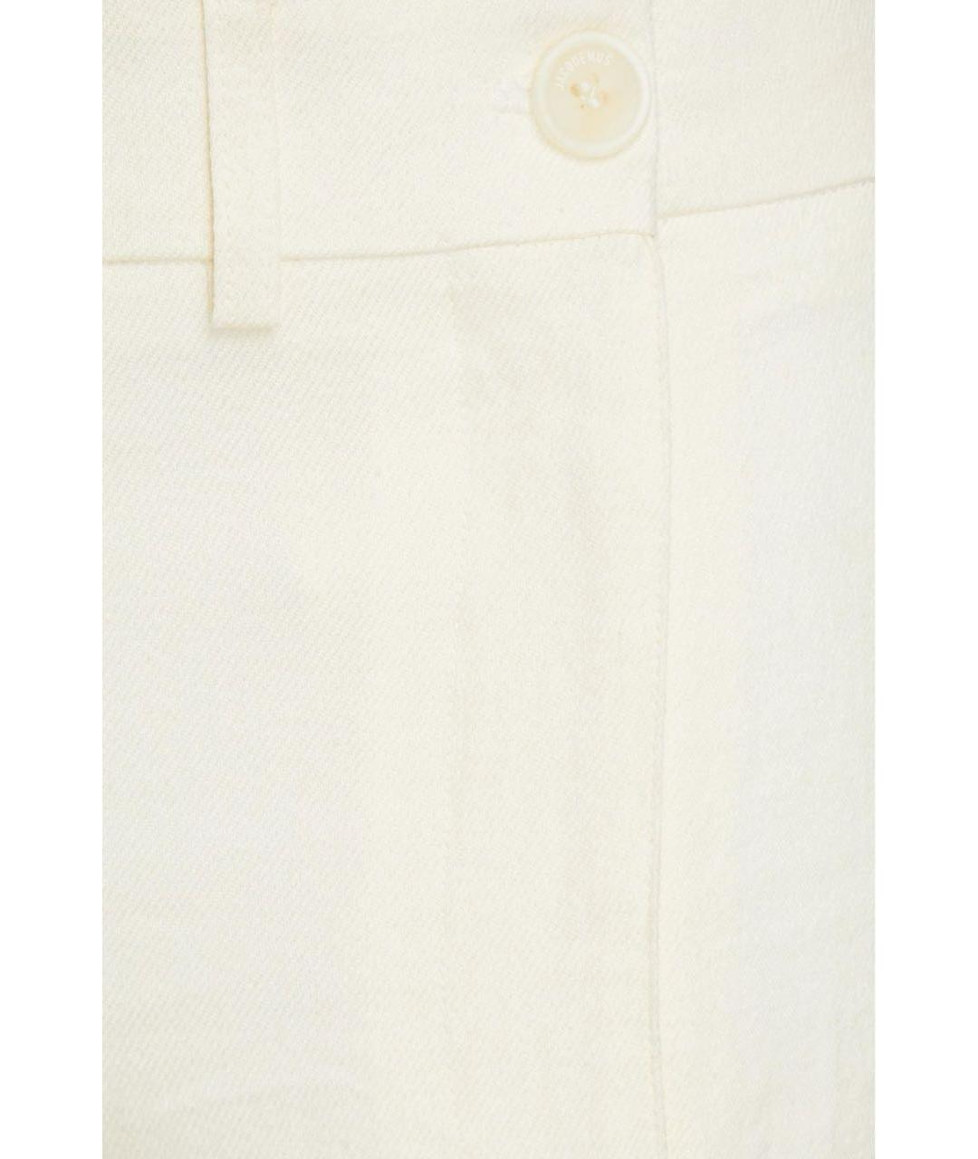 JACQUEMUS Белые льняные прямые брюки, фото 4