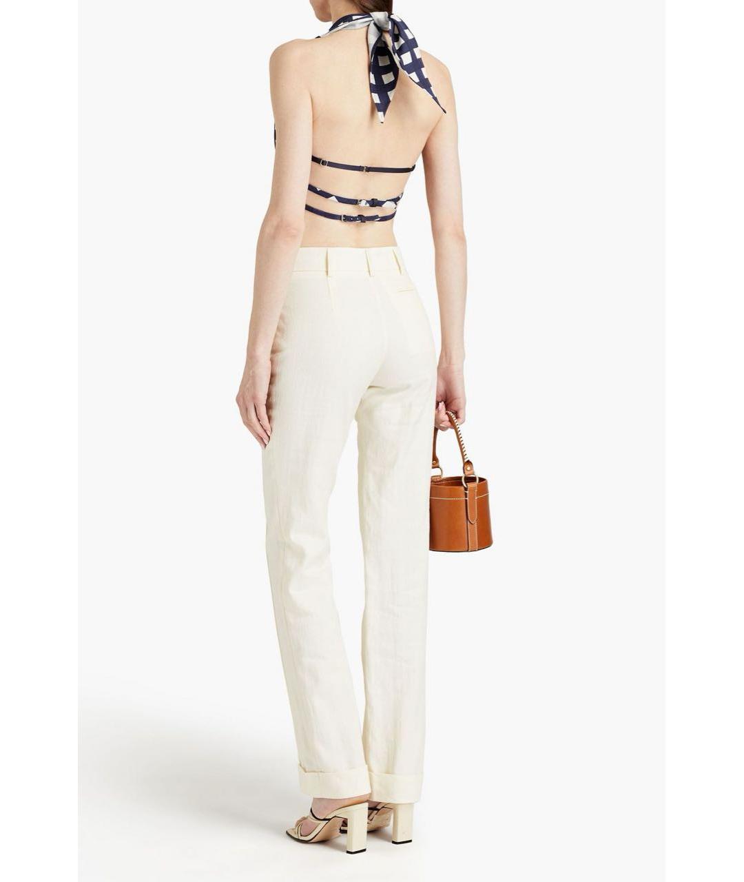 JACQUEMUS Белые льняные прямые брюки, фото 3