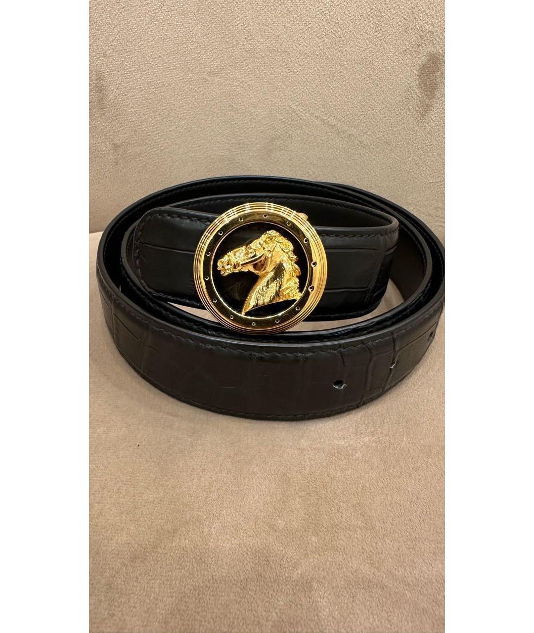 STEFANO RICCI Черный ремень из экзотической кожи, фото 4