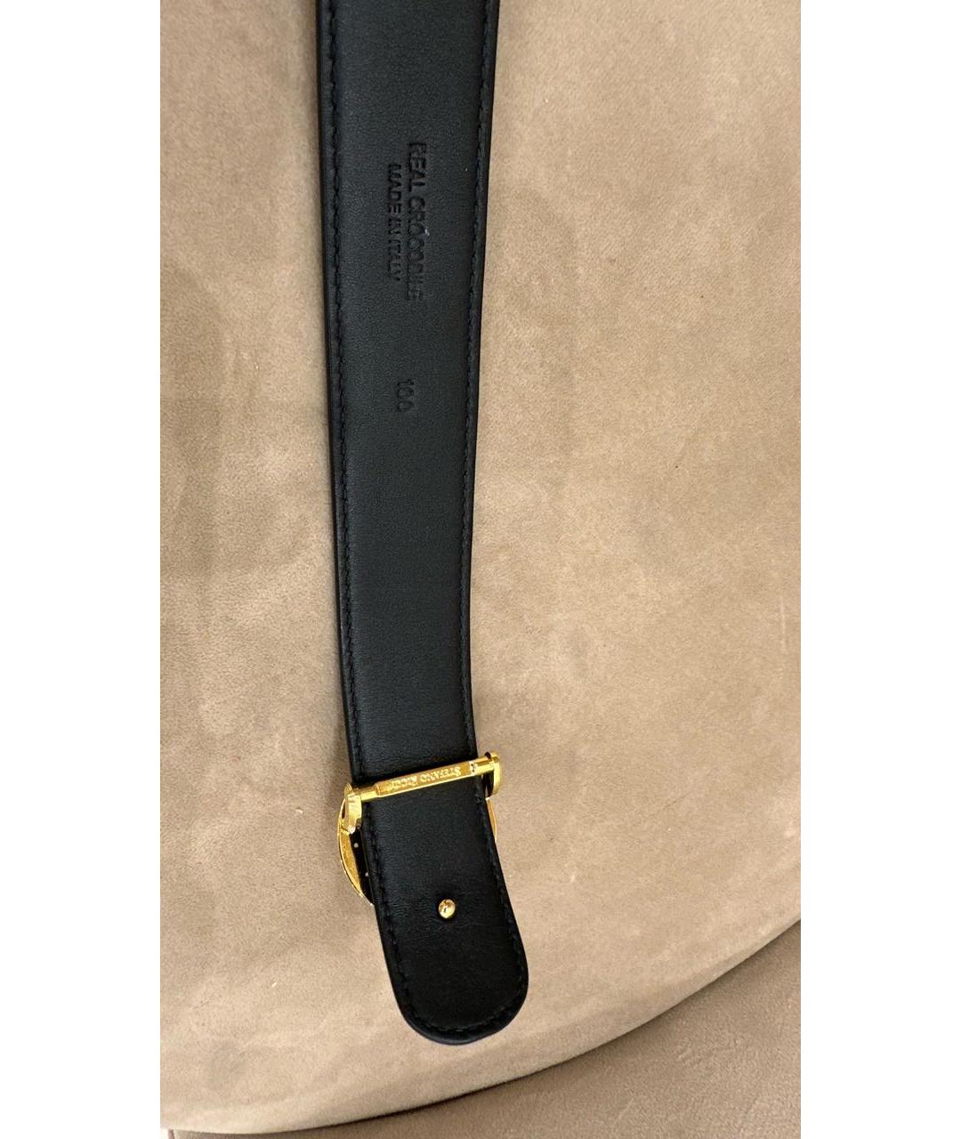 STEFANO RICCI Черный ремень из экзотической кожи, фото 3