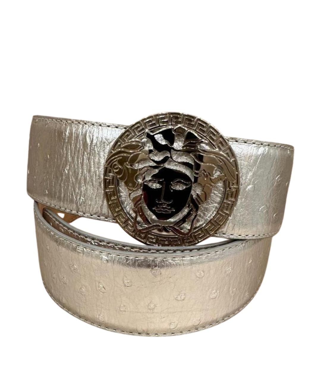 VERSACE Серебрянный ремень из экзотической кожи, фото 1