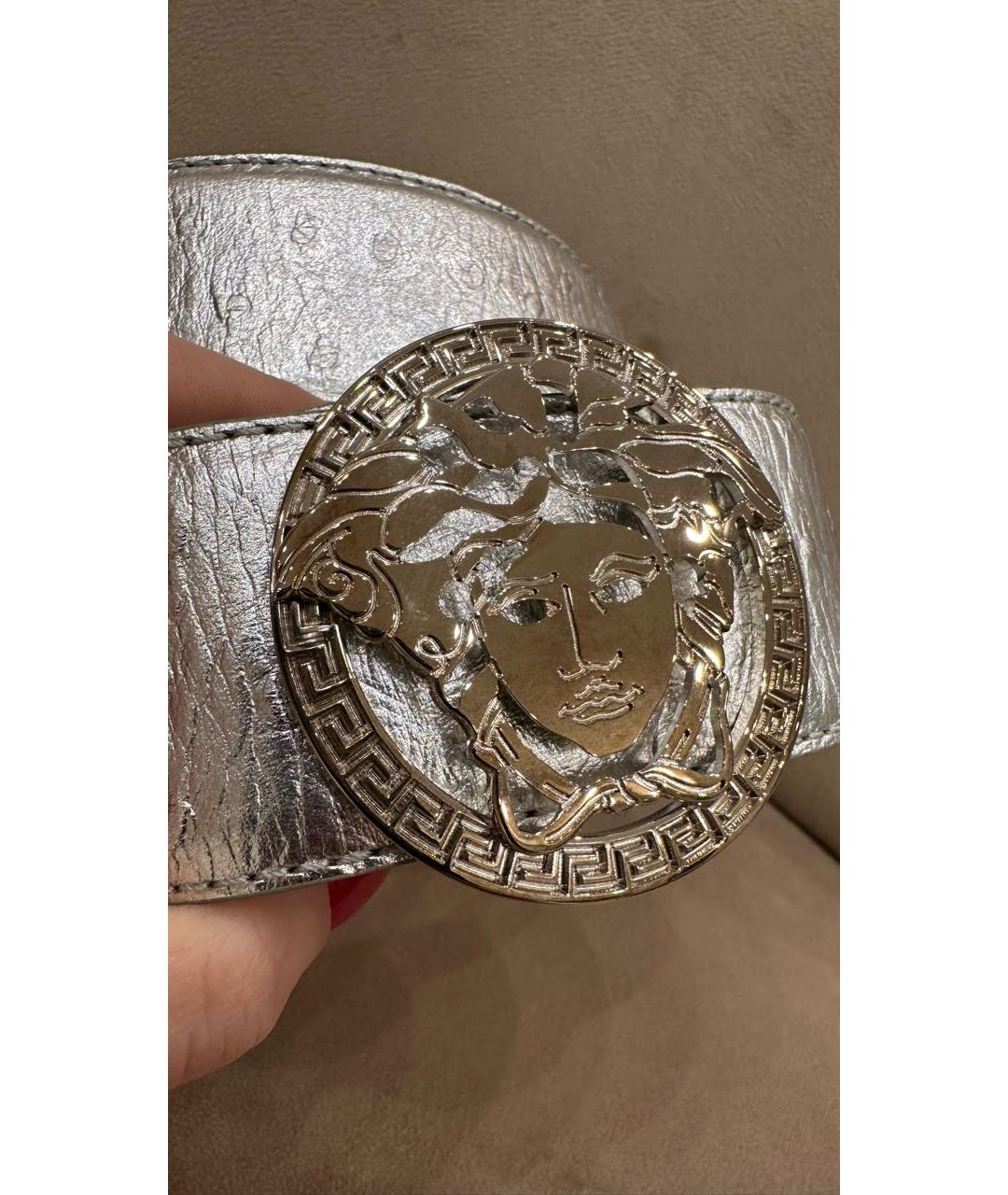 VERSACE Серебрянный ремень из экзотической кожи, фото 2