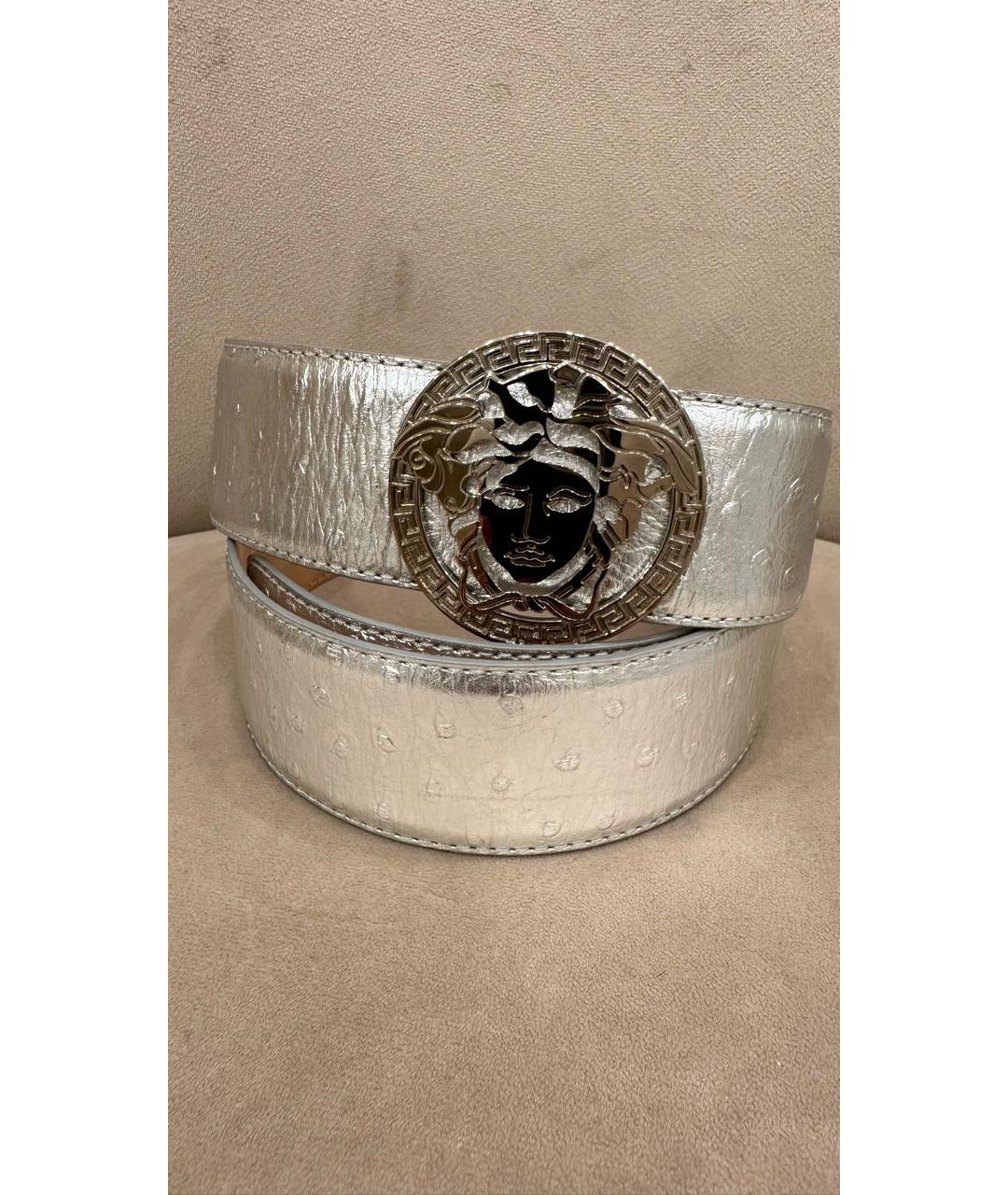 VERSACE Серебрянный ремень из экзотической кожи, фото 5