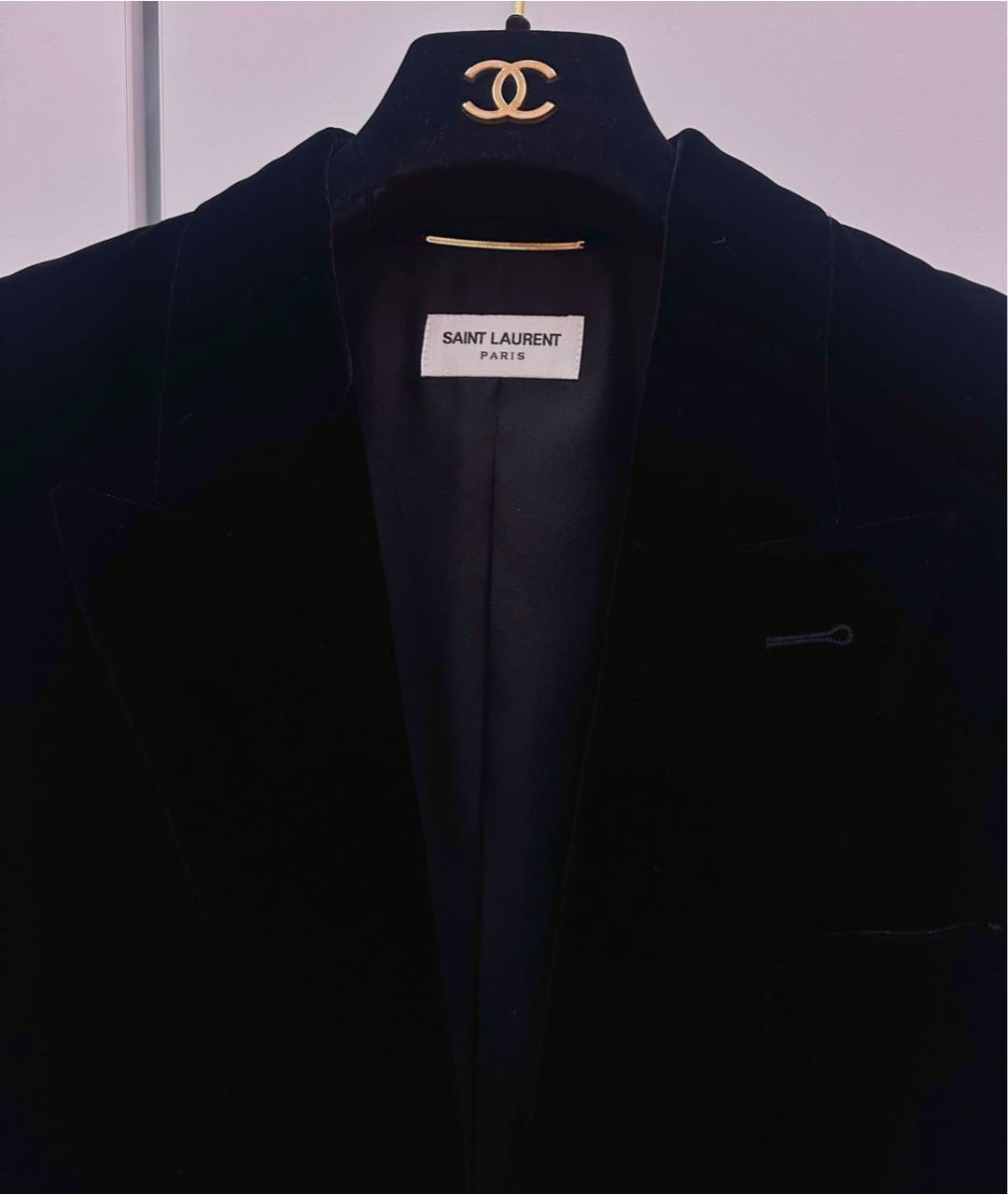 SAINT LAURENT Черный бархатный жакет/пиджак, фото 2