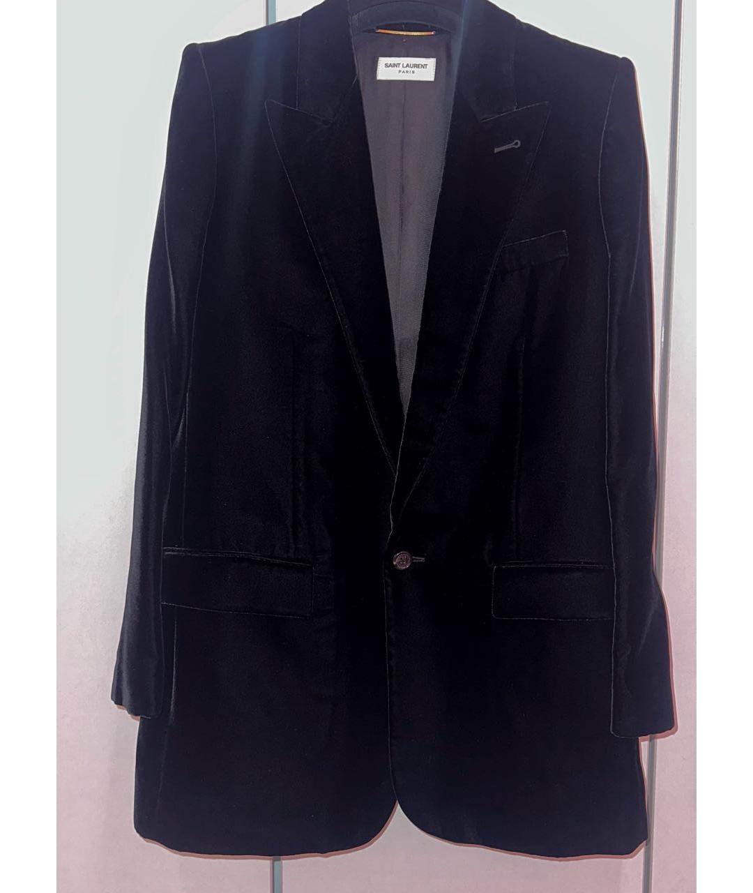 SAINT LAURENT Черный бархатный жакет/пиджак, фото 5