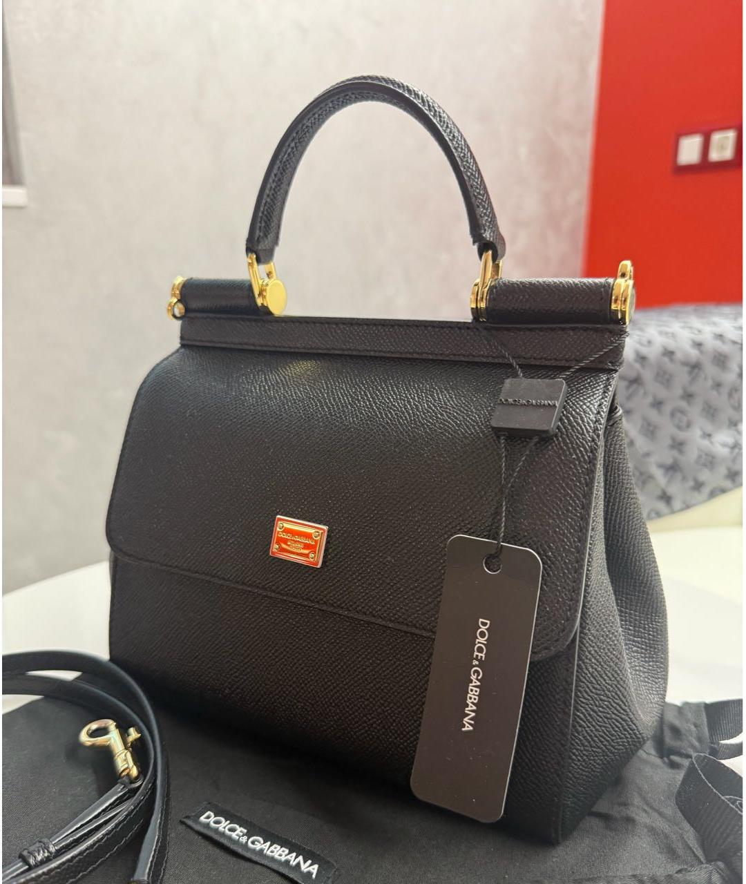 DOLCE&GABBANA Черная кожаная сумка с короткими ручками, фото 2