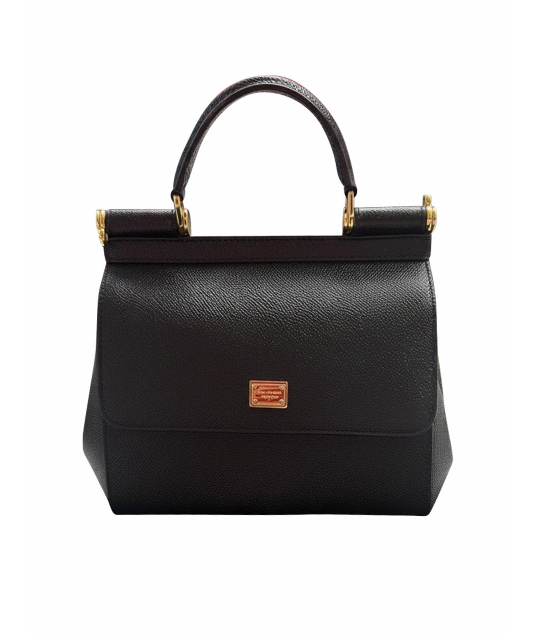 DOLCE&GABBANA Черная кожаная сумка с короткими ручками, фото 1