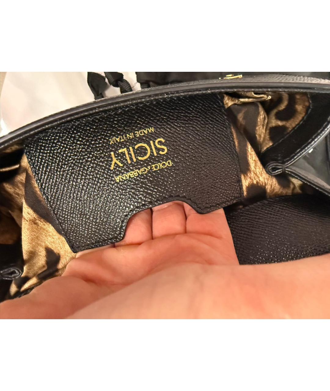 DOLCE&GABBANA Черная кожаная сумка с короткими ручками, фото 3