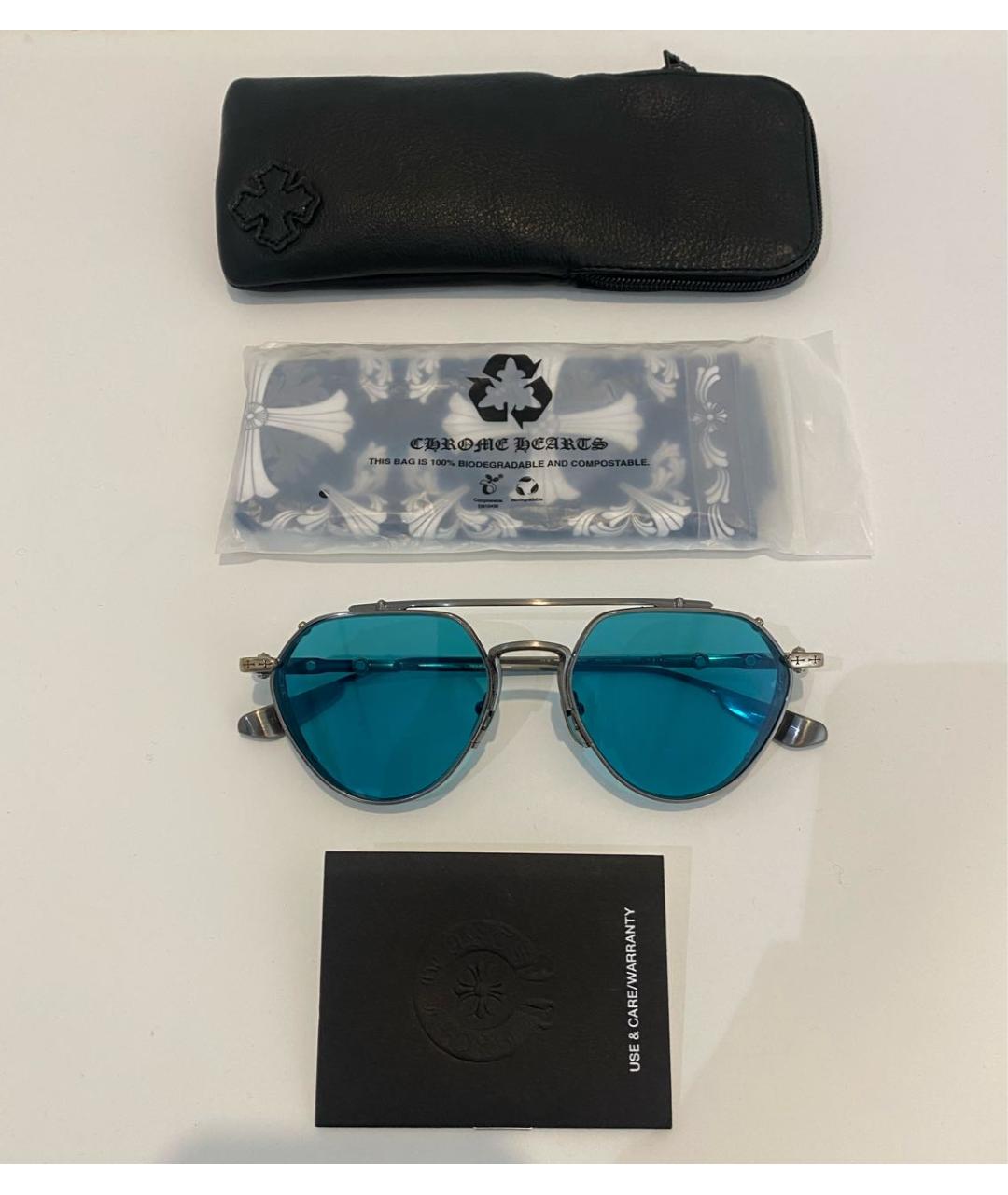 CHROME HEARTS Серебряные металлические солнцезащитные очки, фото 4