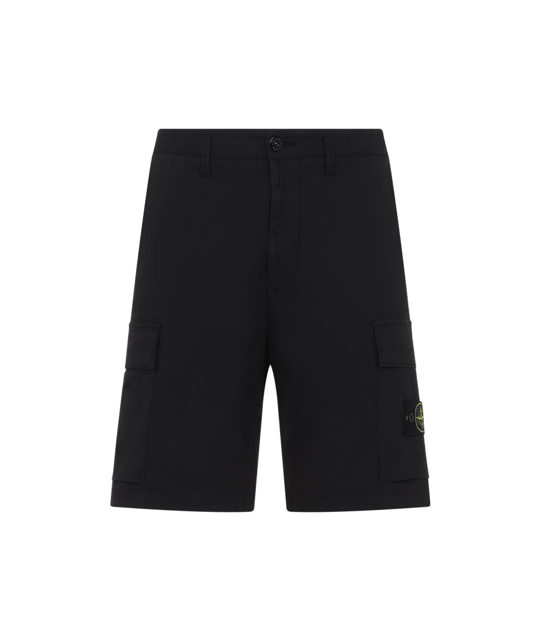 STONE ISLAND Черные хлопковые шорты, фото 1