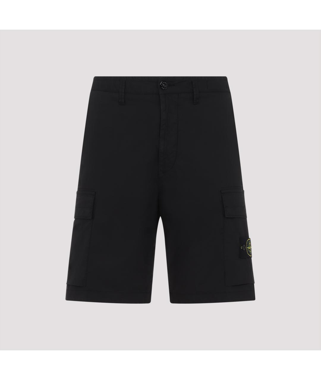 STONE ISLAND Черные хлопковые шорты, фото 2