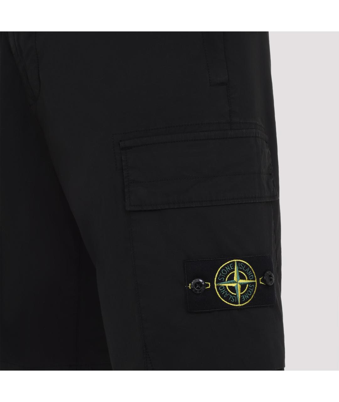 STONE ISLAND Черные хлопковые шорты, фото 5