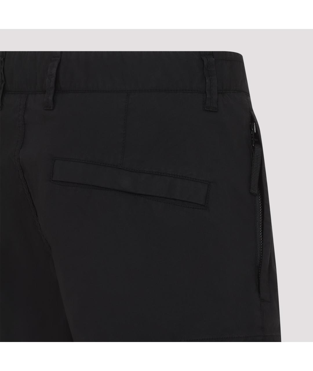STONE ISLAND Черные хлопковые шорты, фото 4
