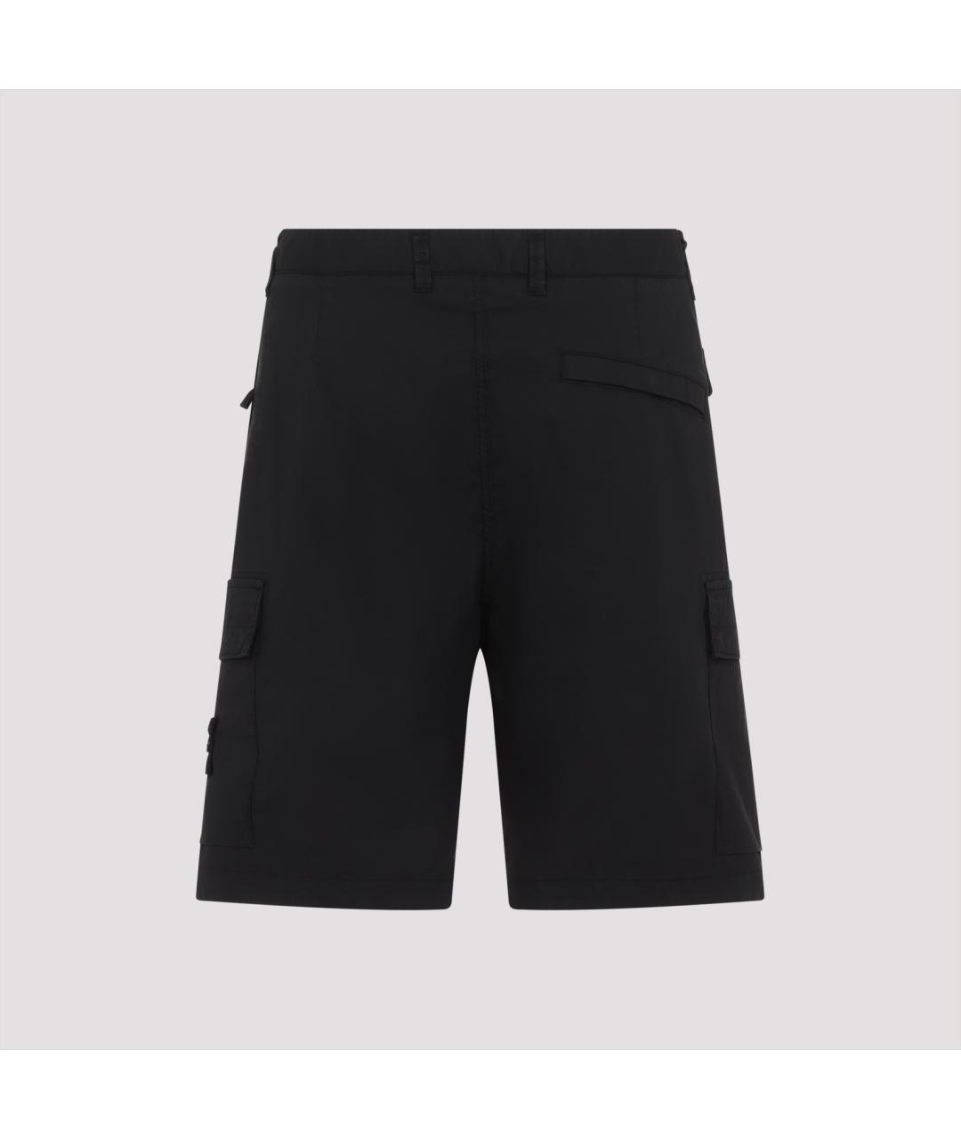 STONE ISLAND Черные хлопковые шорты, фото 3