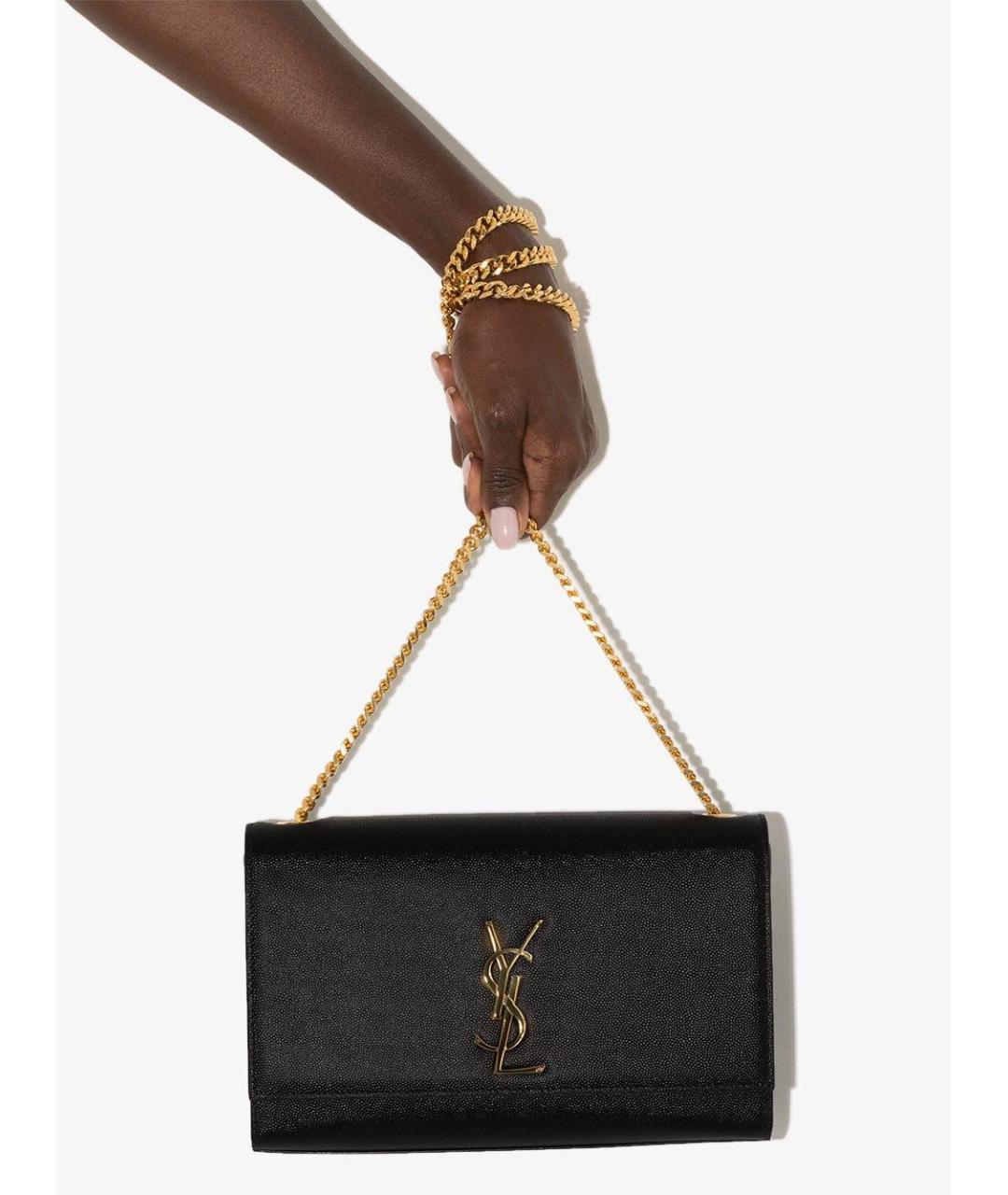 SAINT LAURENT Черная кожаная сумка через плечо, фото 4