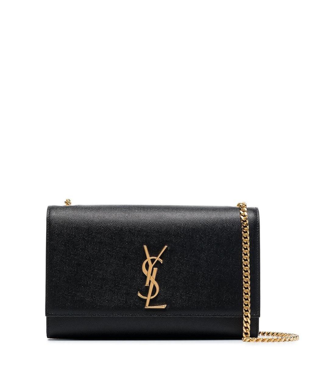 SAINT LAURENT Черная кожаная сумка через плечо, фото 1