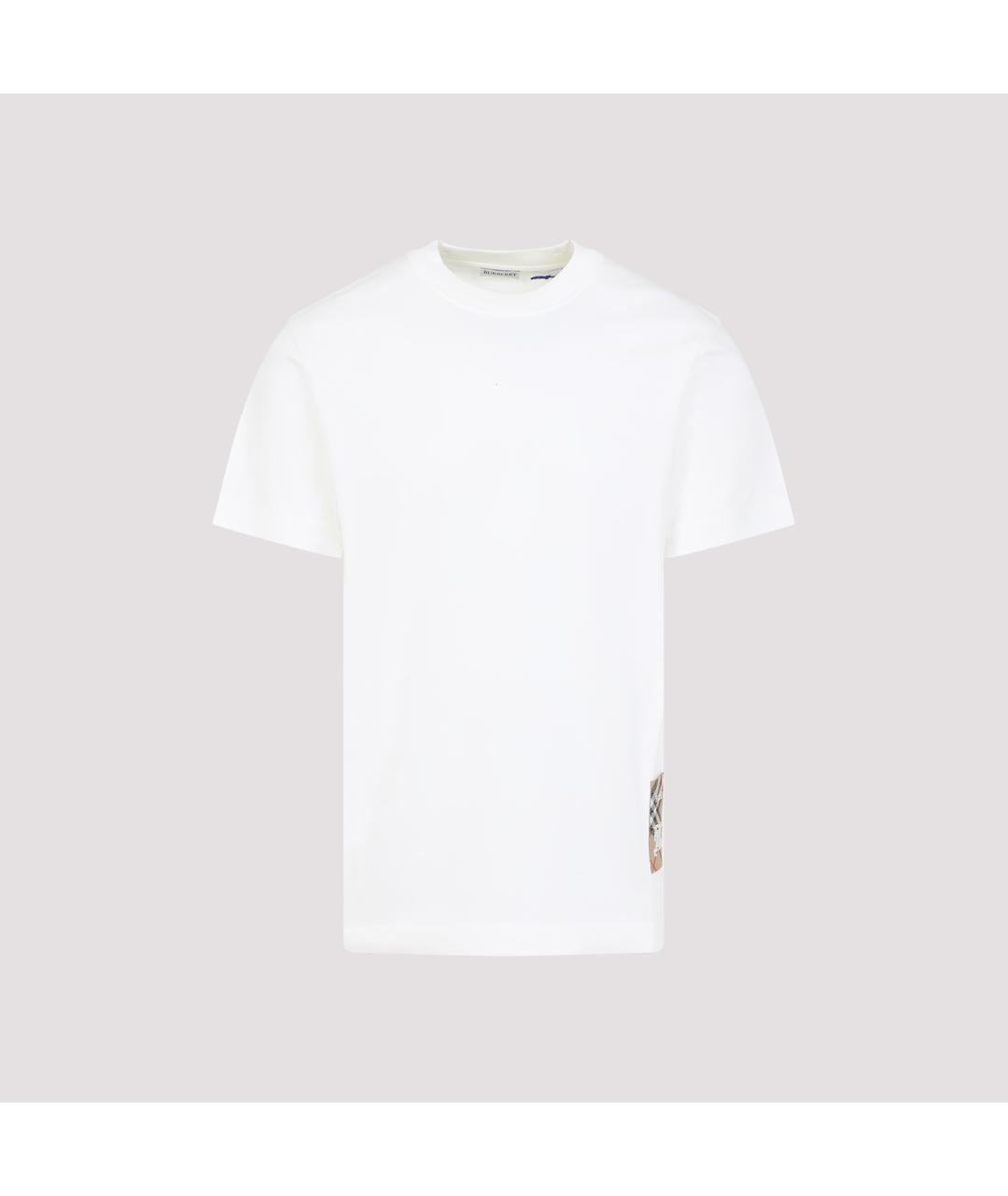 BURBERRY Белая хлопковая футболка, фото 2