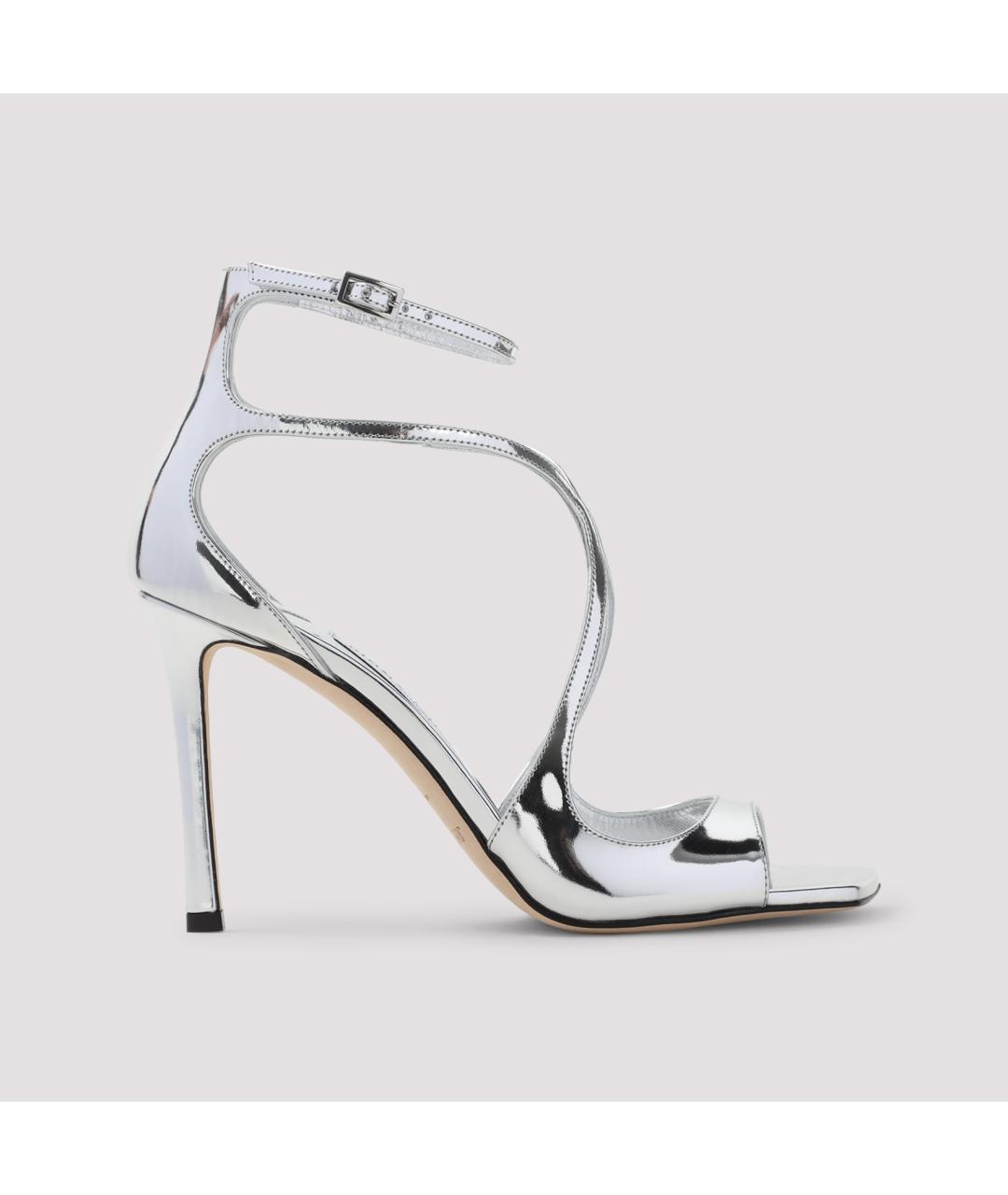 JIMMY CHOO Серебряные кожаные сандалии, фото 2