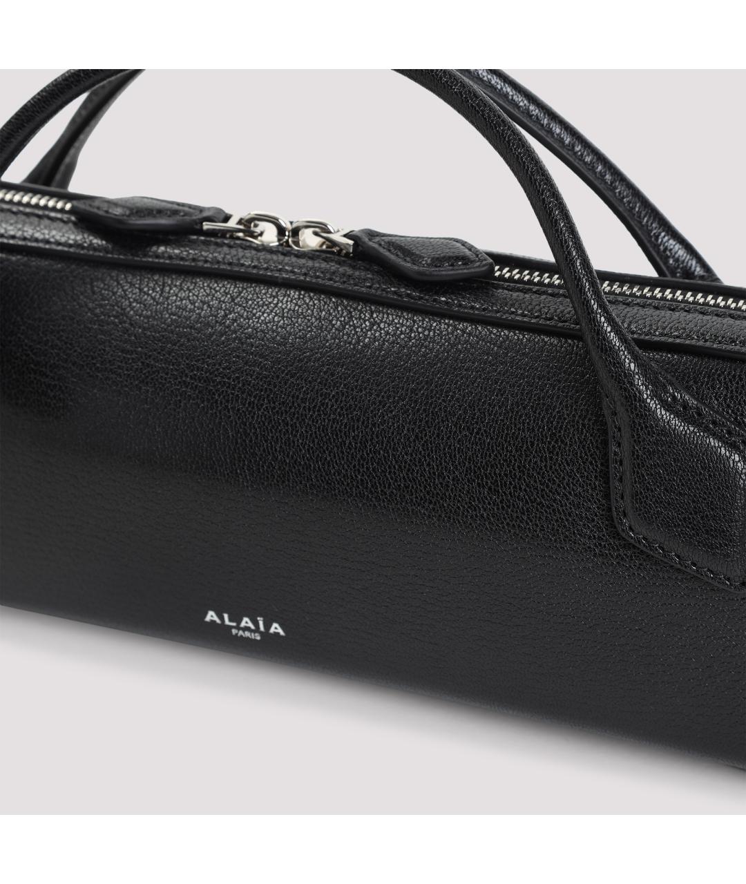 ALAIA Черная кожаная сумка с короткими ручками, фото 4