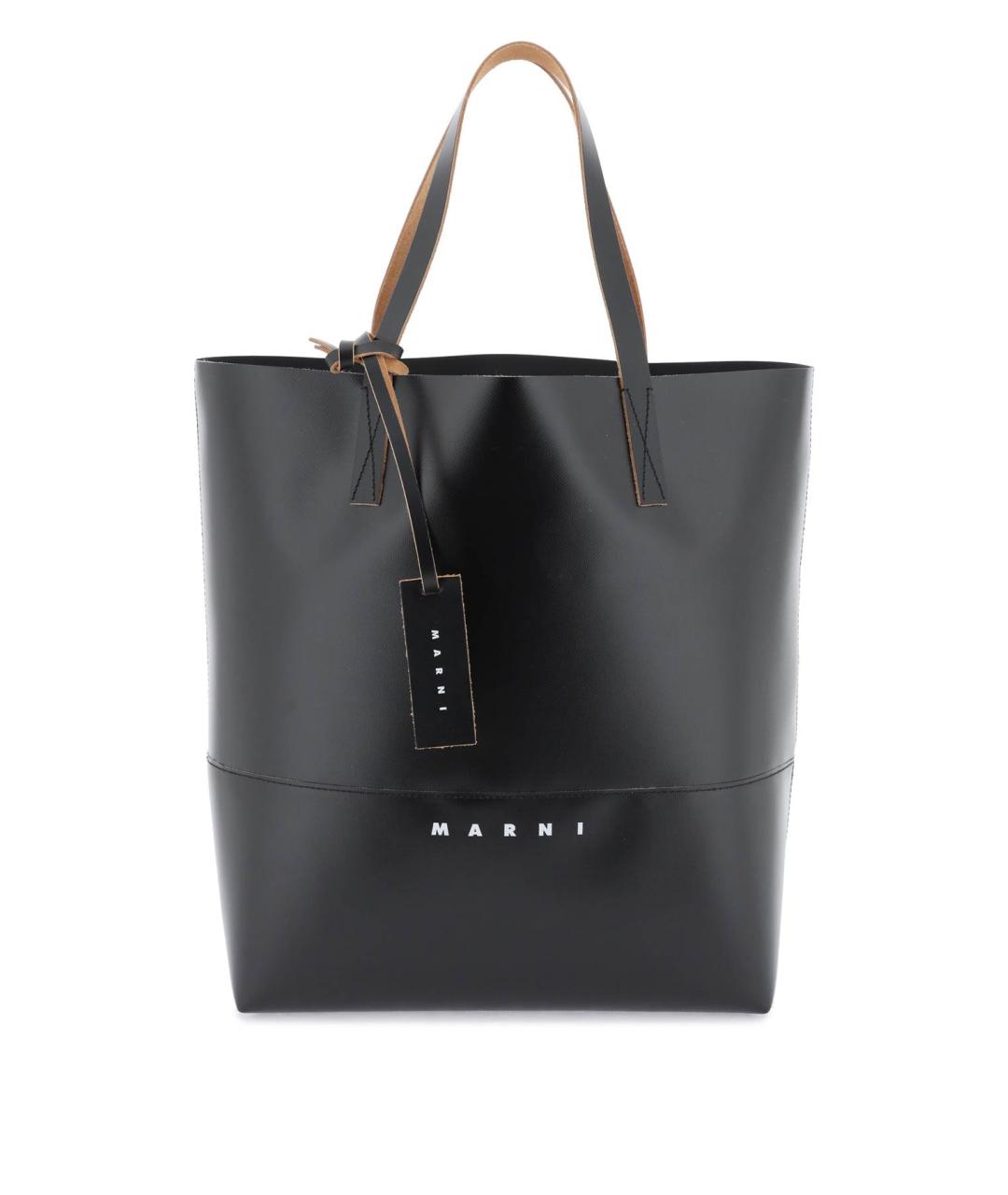 MARNI Черная кожаная сумка тоут, фото 2