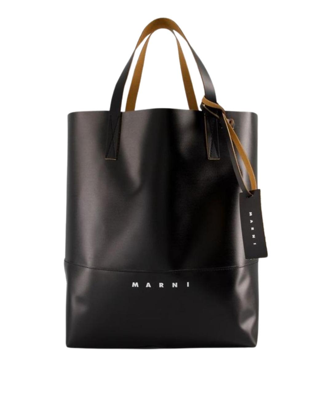MARNI Черная кожаная сумка тоут, фото 1