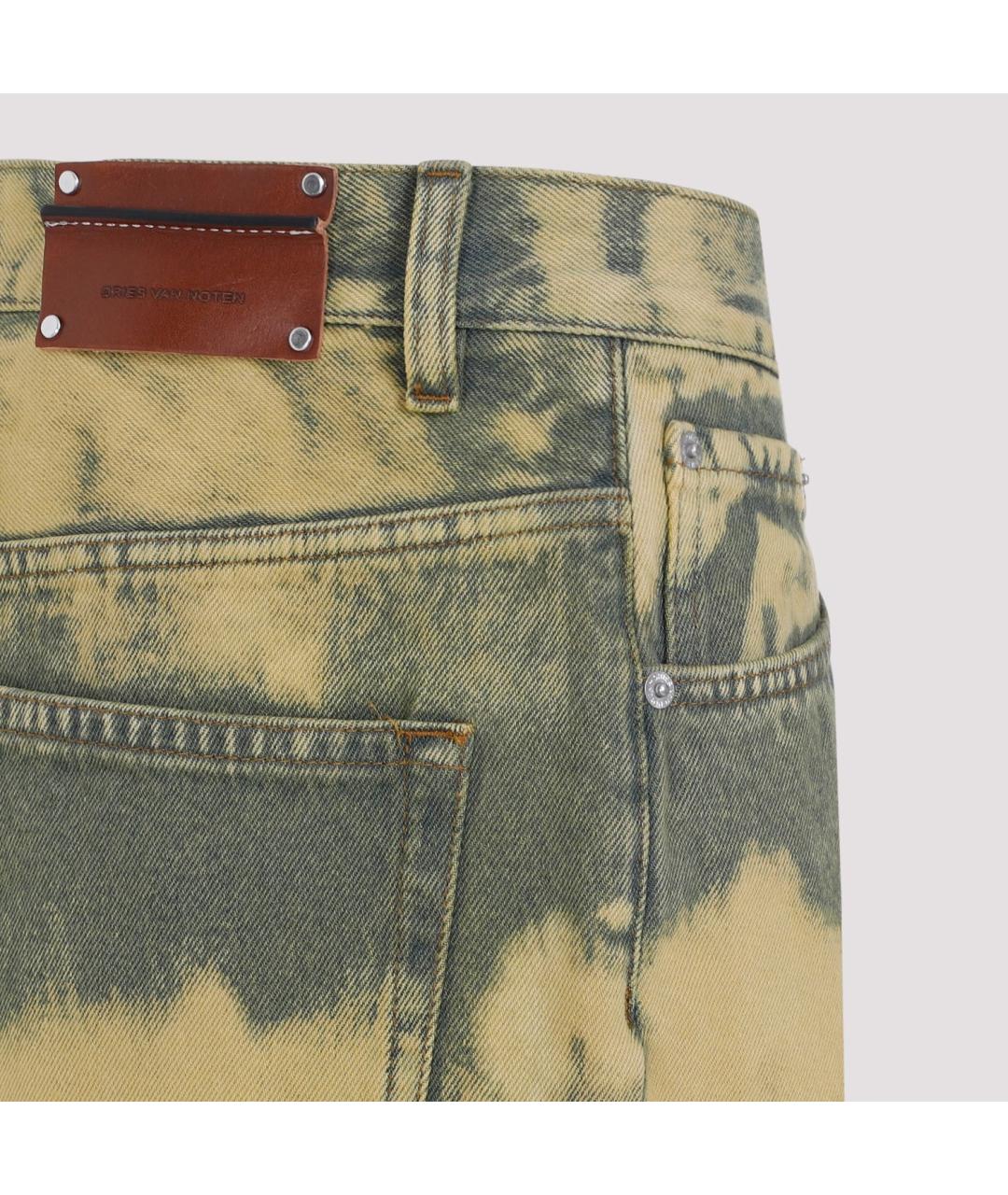 DRIES VAN NOTEN Желтые хлопковые повседневные брюки, фото 5