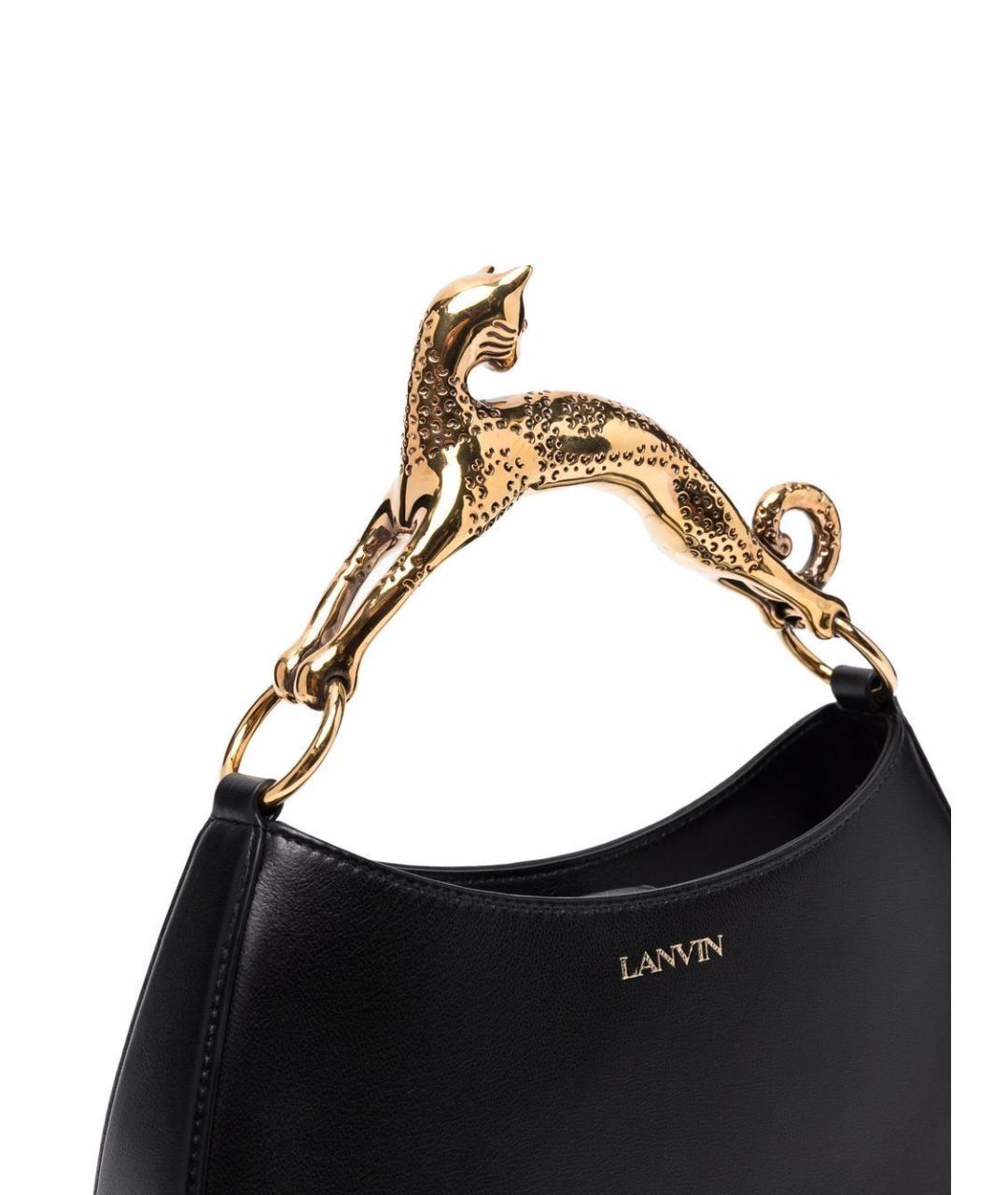 LANVIN Черная кожаная сумка с короткими ручками, фото 4