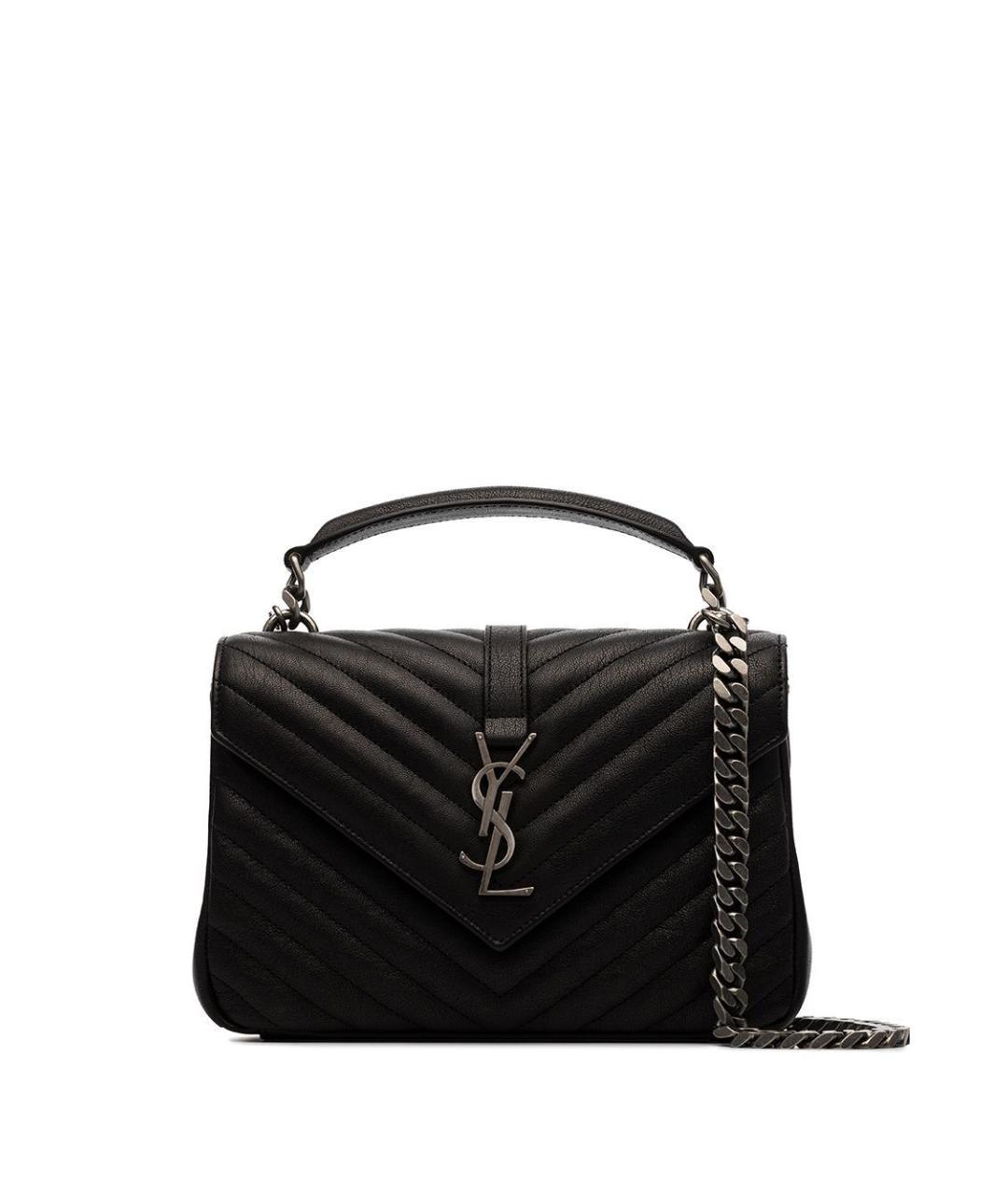 SAINT LAURENT Черная кожаная сумка с короткими ручками, фото 1