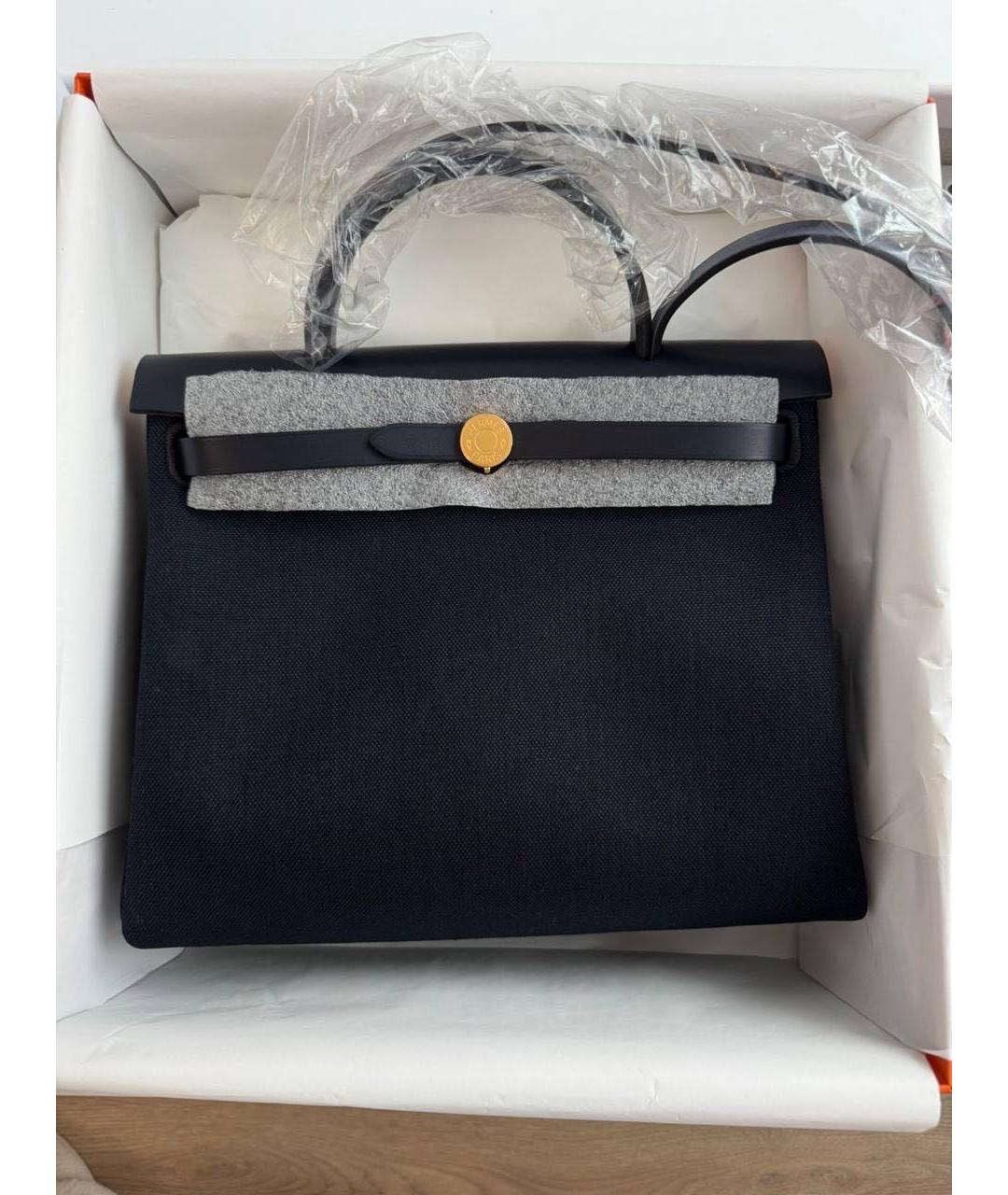 HERMES Черная кожаная сумка с короткими ручками, фото 3