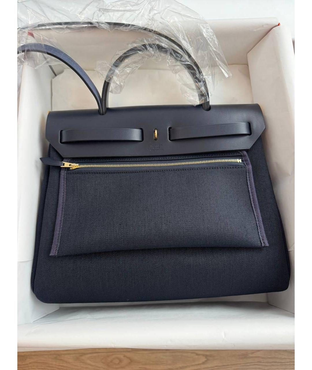 HERMES Черная кожаная сумка с короткими ручками, фото 2