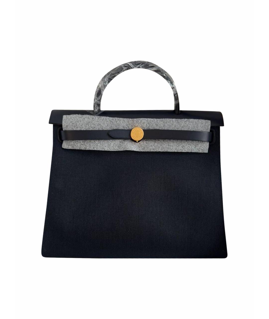 HERMES Черная кожаная сумка с короткими ручками, фото 1