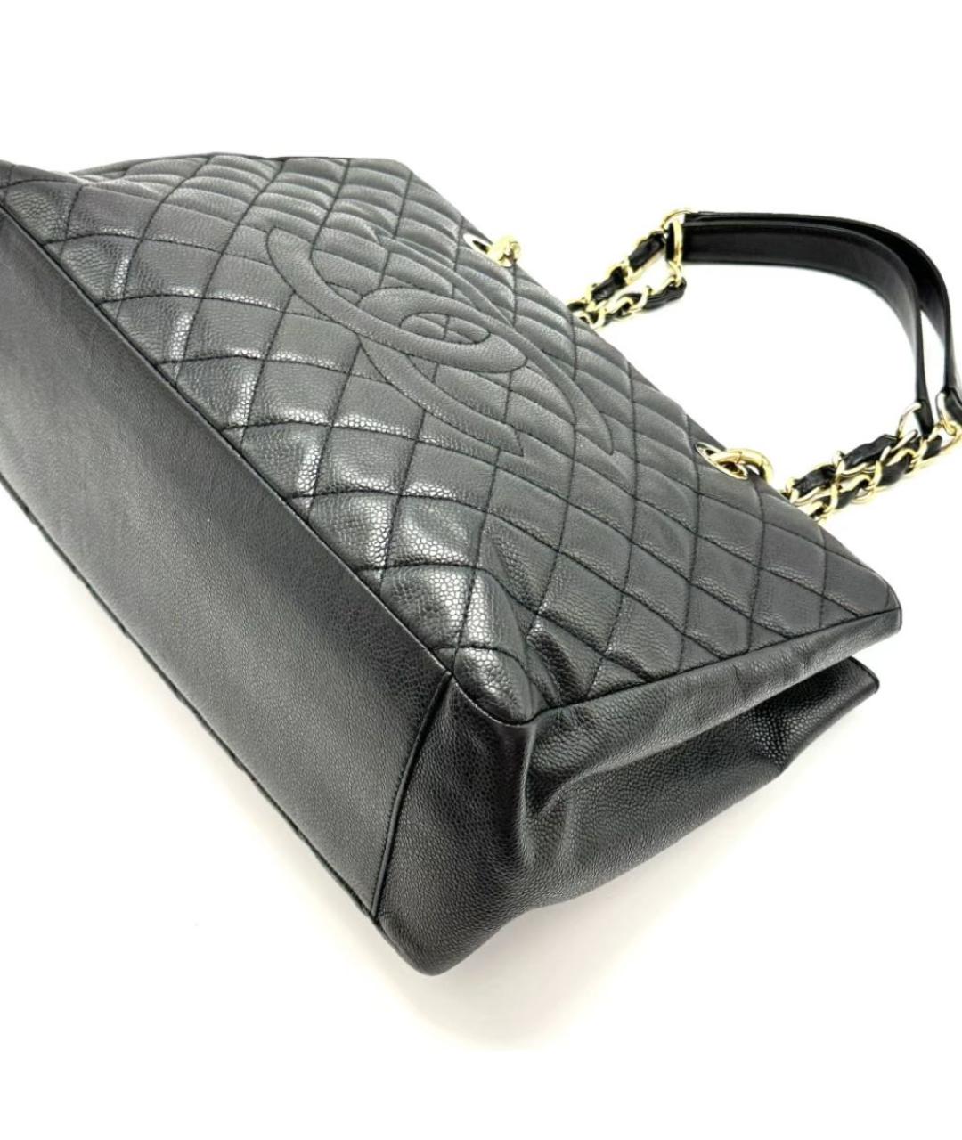 CHANEL Черная кожаная сумка тоут, фото 5