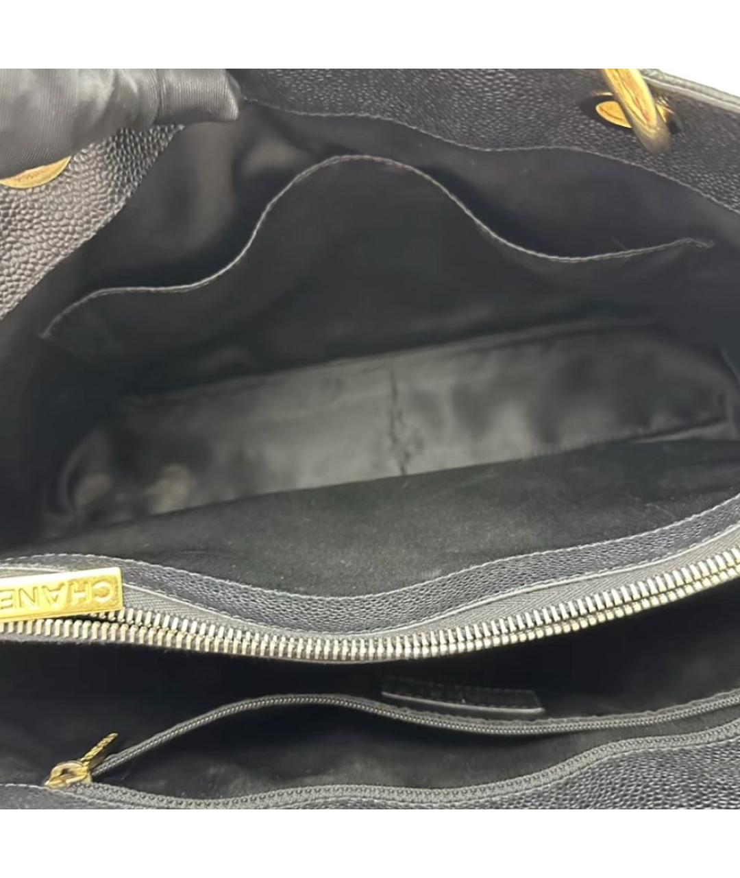 CHANEL Черная кожаная сумка тоут, фото 6