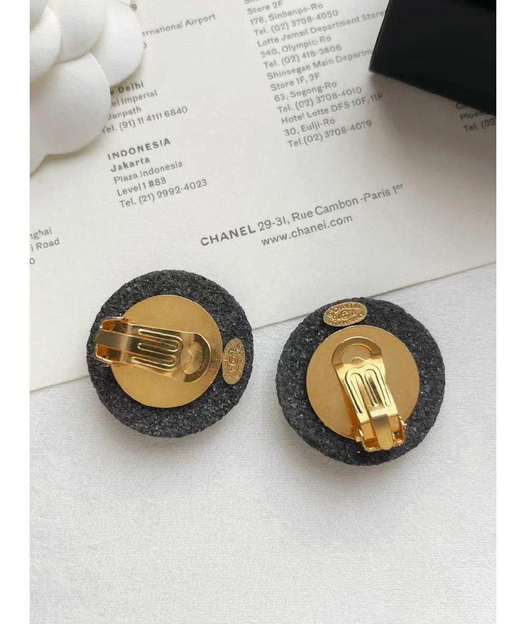 CHANEL Серые клипсы, фото 4
