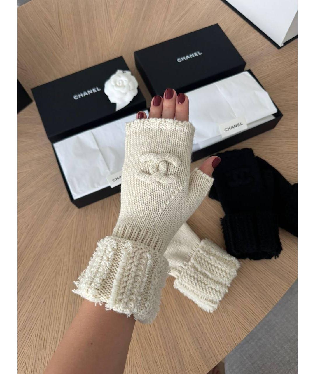 CHANEL Белые митенки, фото 2