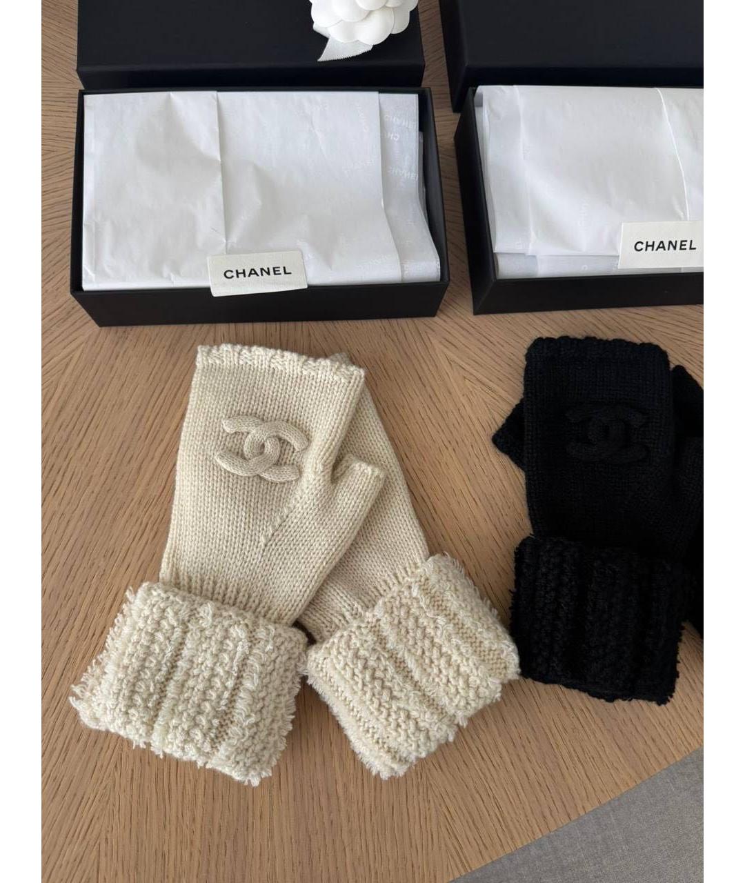 CHANEL Белые митенки, фото 3