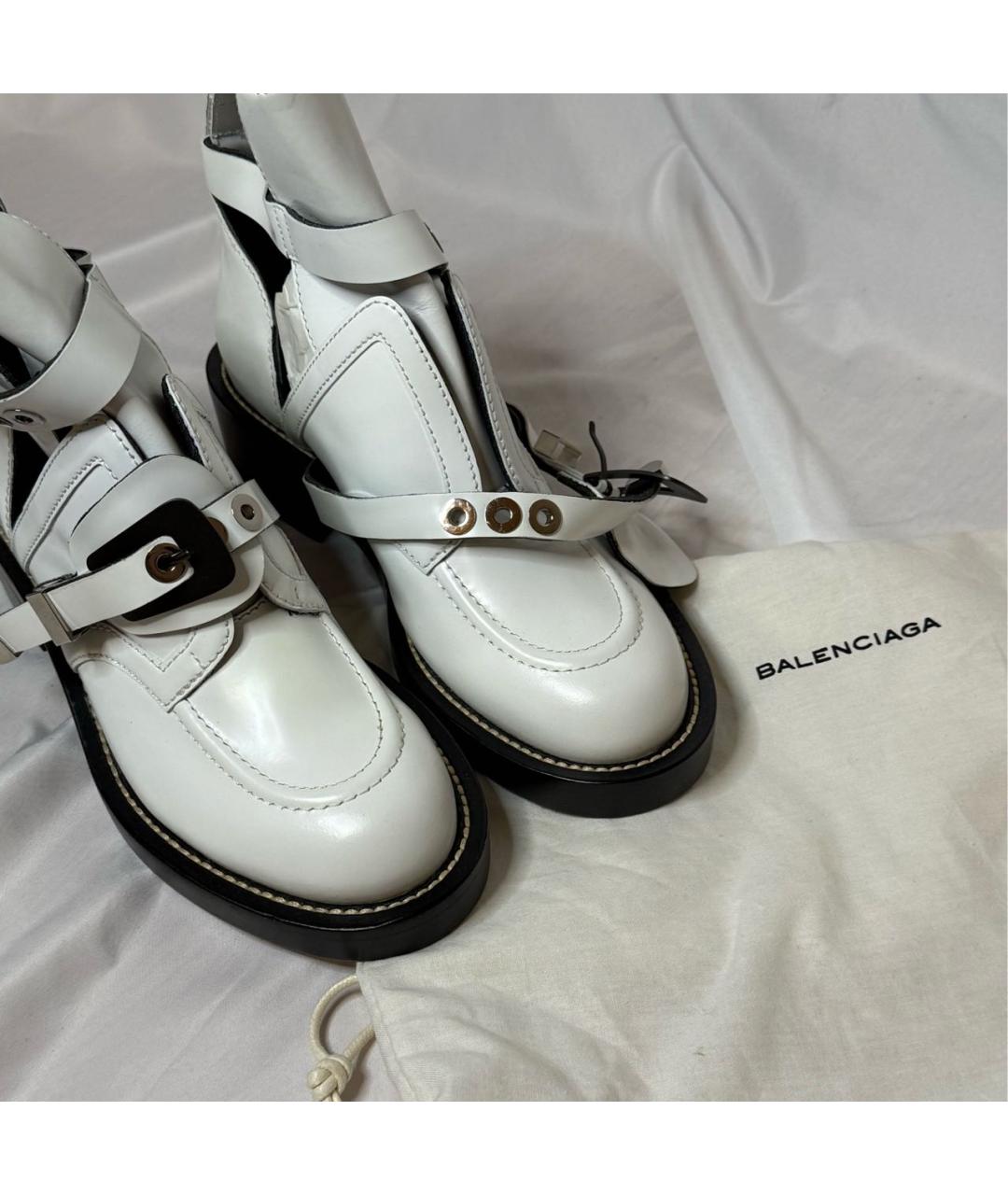 BALENCIAGA Белые кожаные полусапоги, фото 8