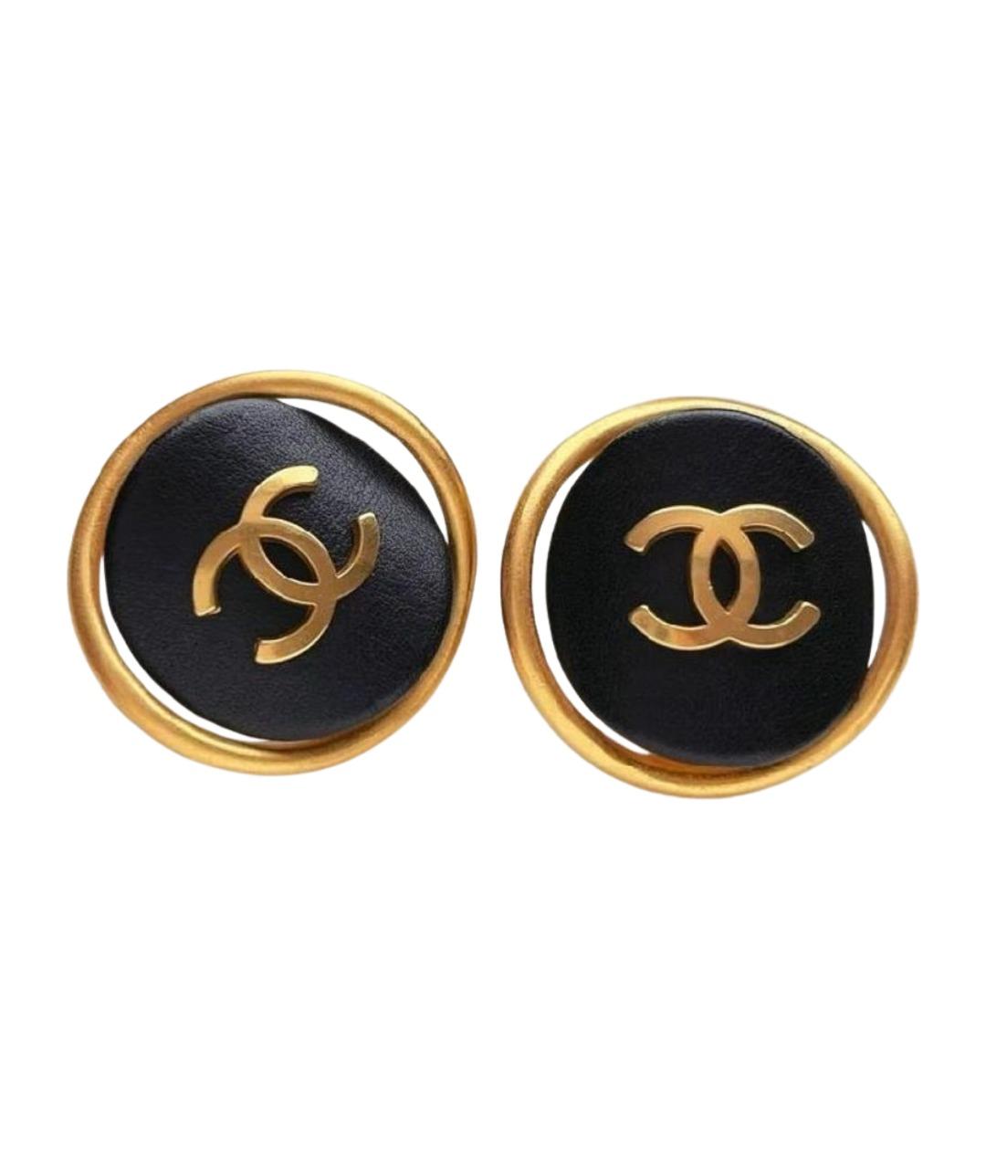 CHANEL Черные металлические клипсы, фото 1