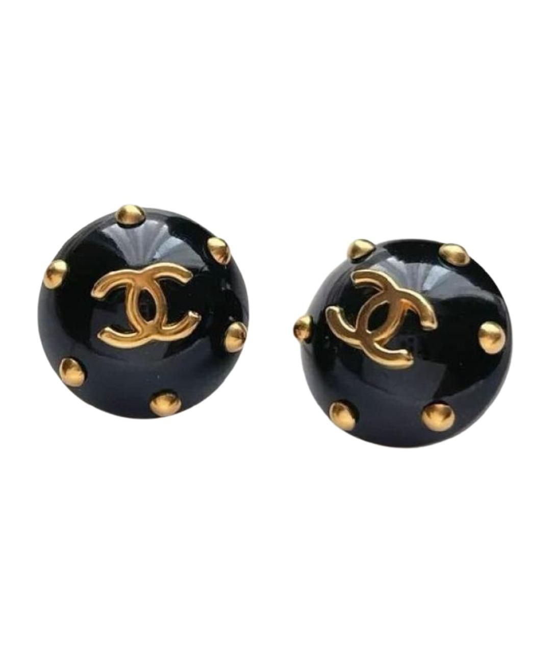 CHANEL Черные клипсы, фото 1