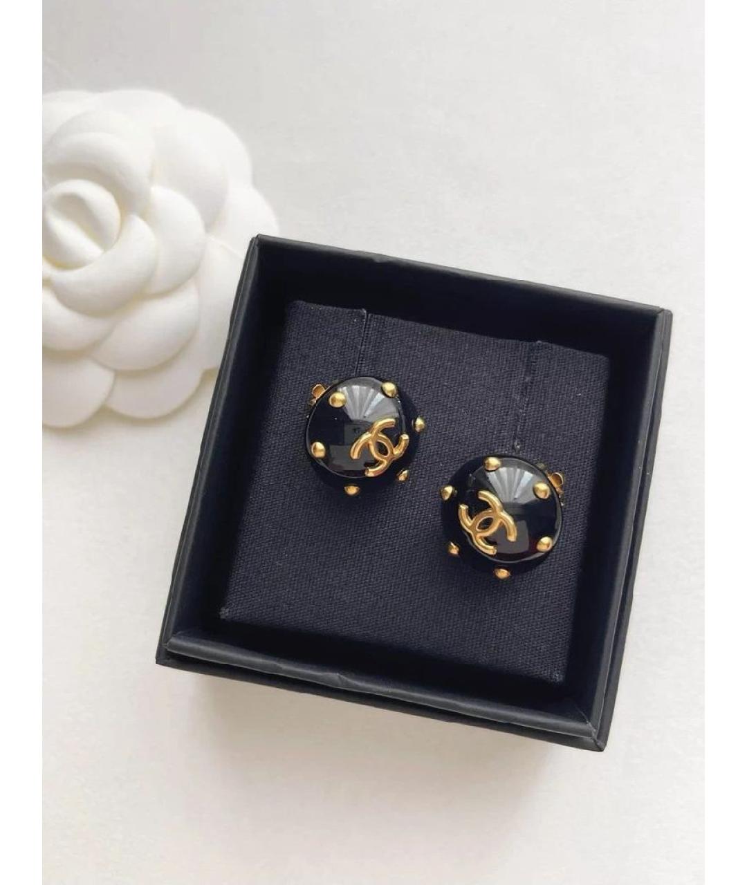 CHANEL Черные клипсы, фото 2