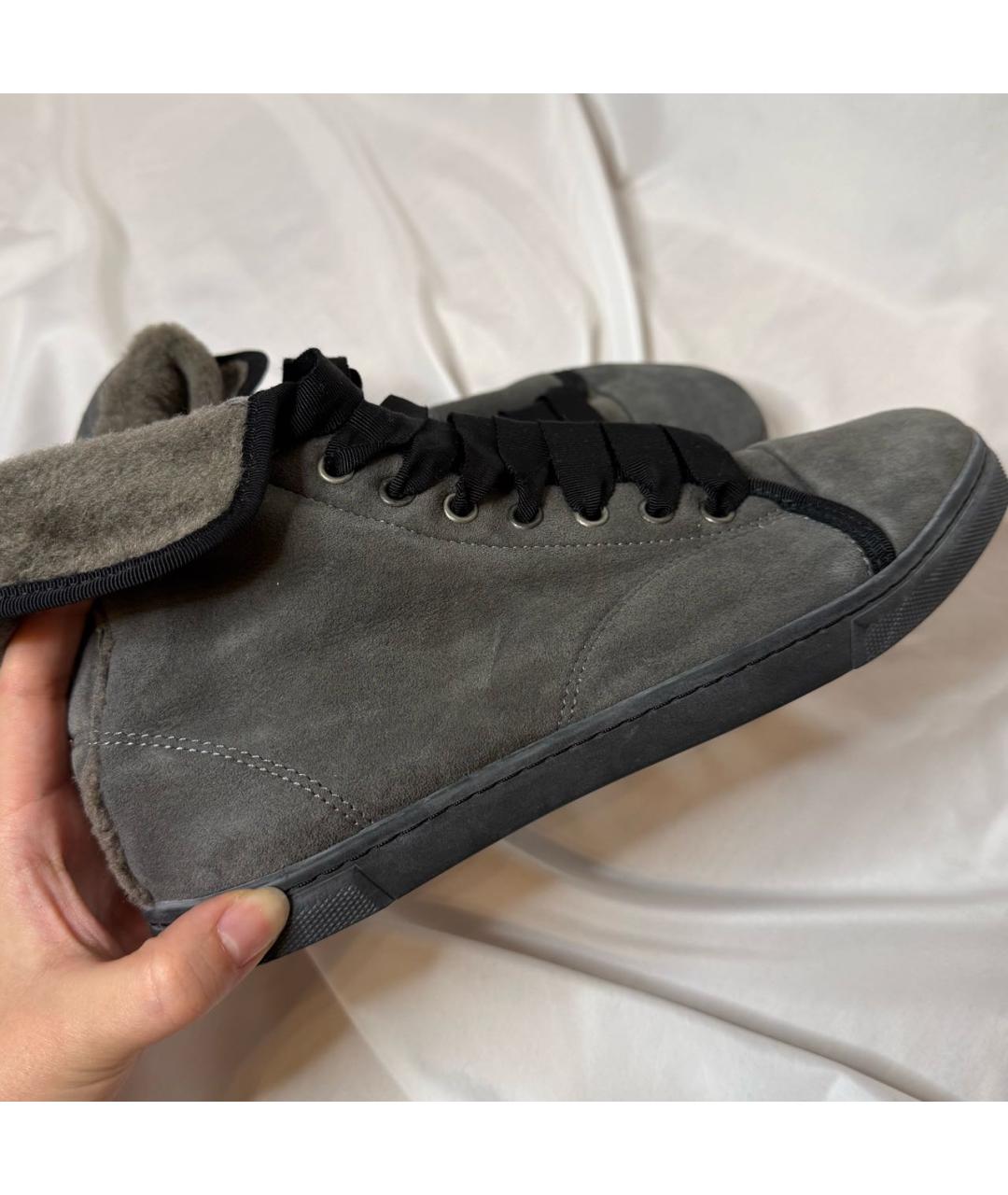 LANVIN Голубые замшевые кеды, фото 6