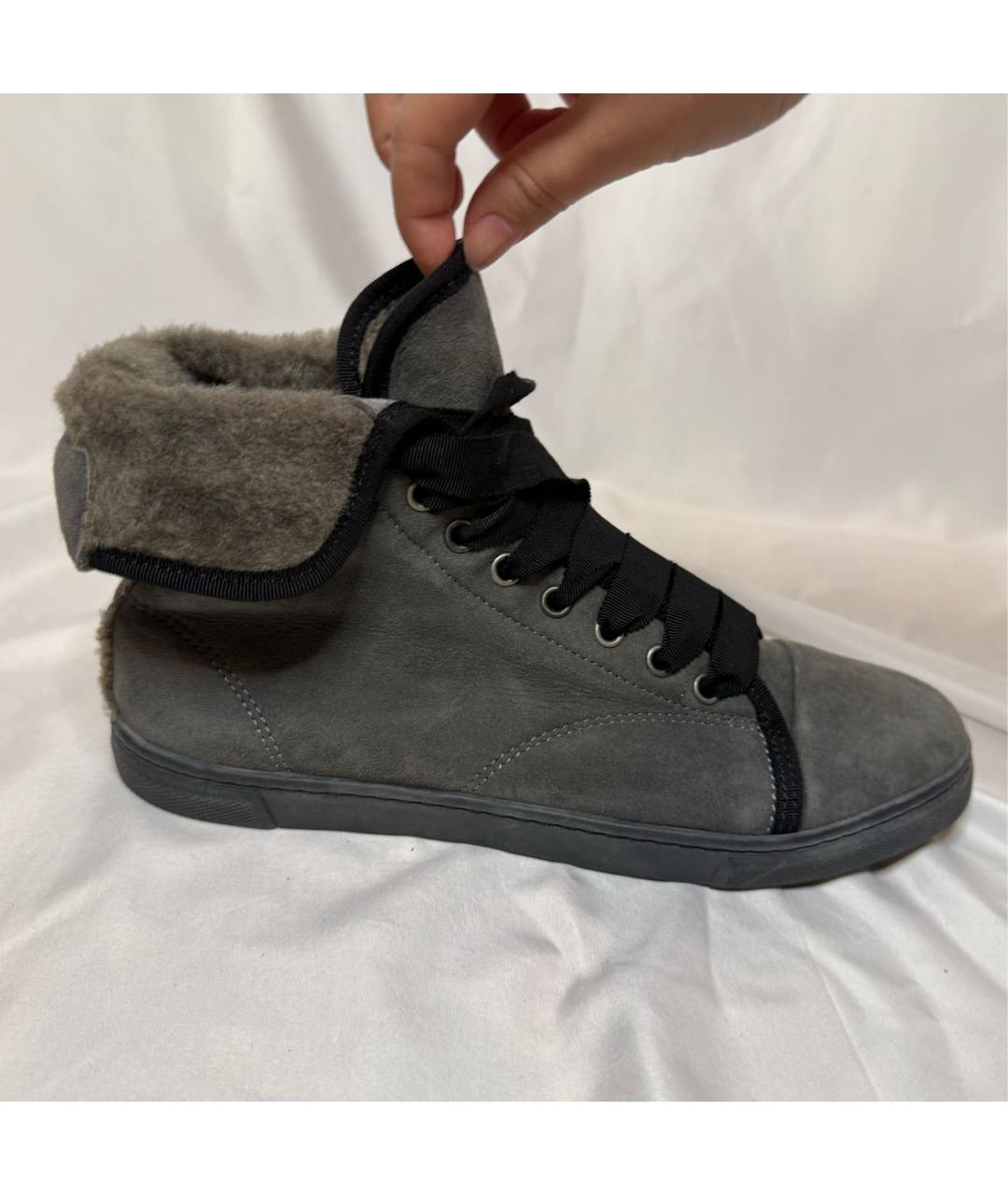 LANVIN Голубые замшевые кеды, фото 9