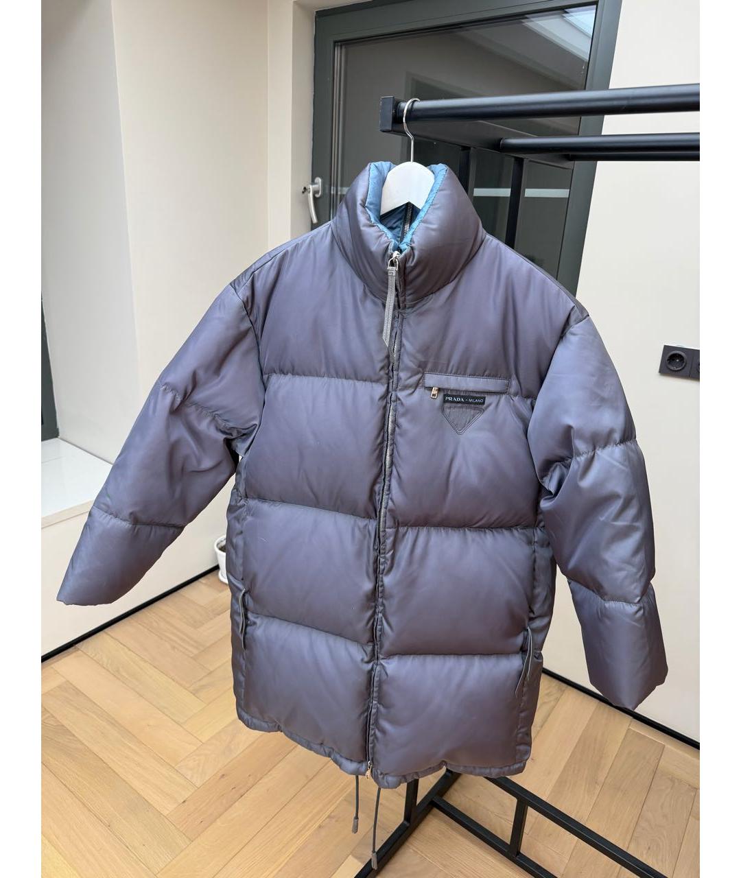 PRADA Серый полиэстеровый пуховик, фото 9