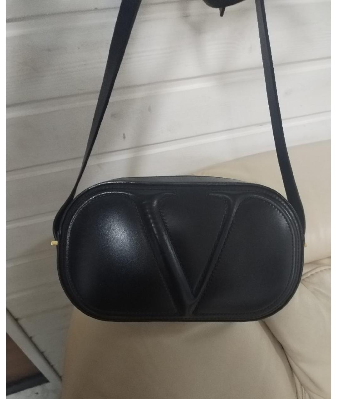VALENTINO Черная кожаная сумка через плечо, фото 8