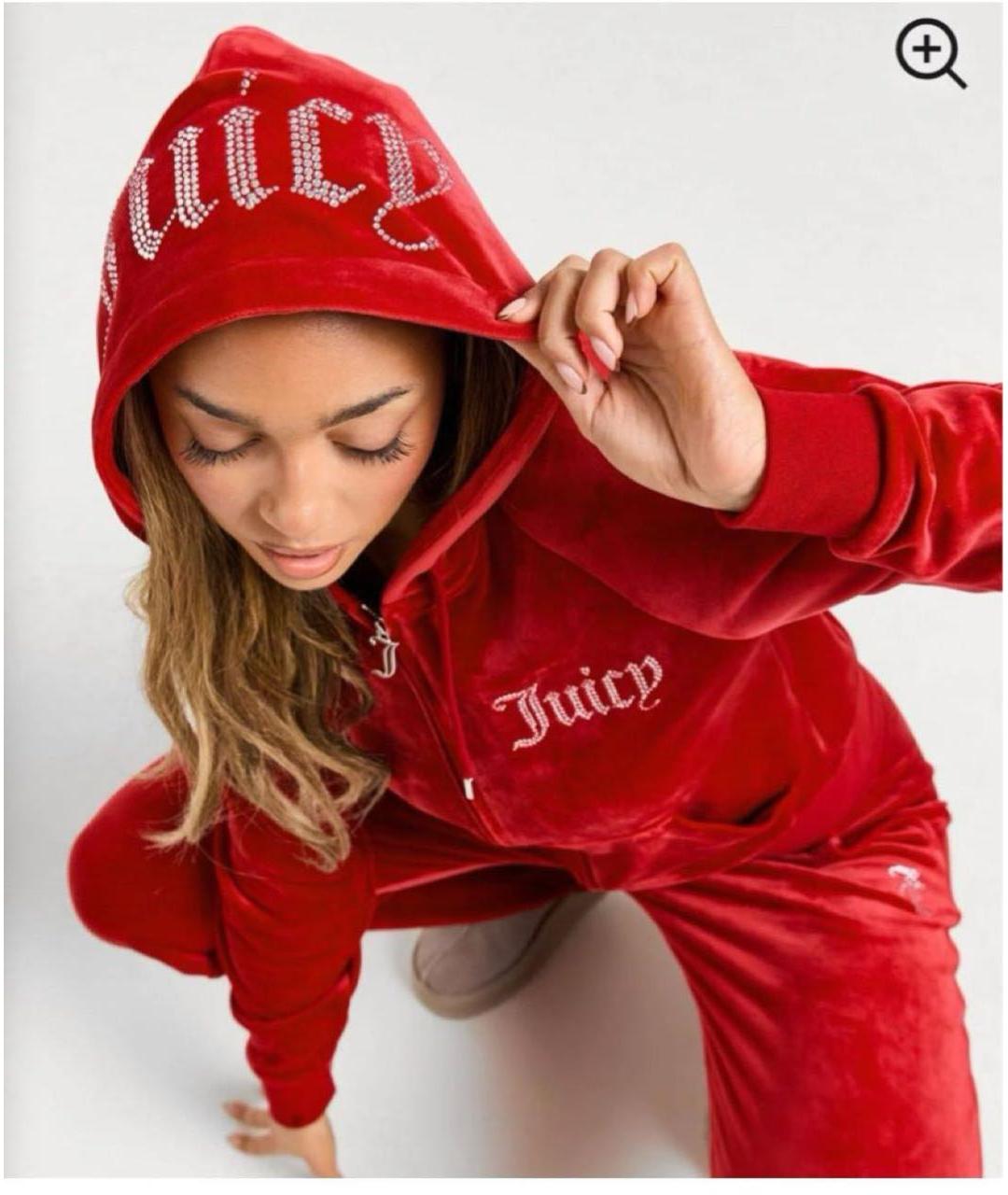 JUICY COUTURE Красный велюровый костюм с брюками, фото 3