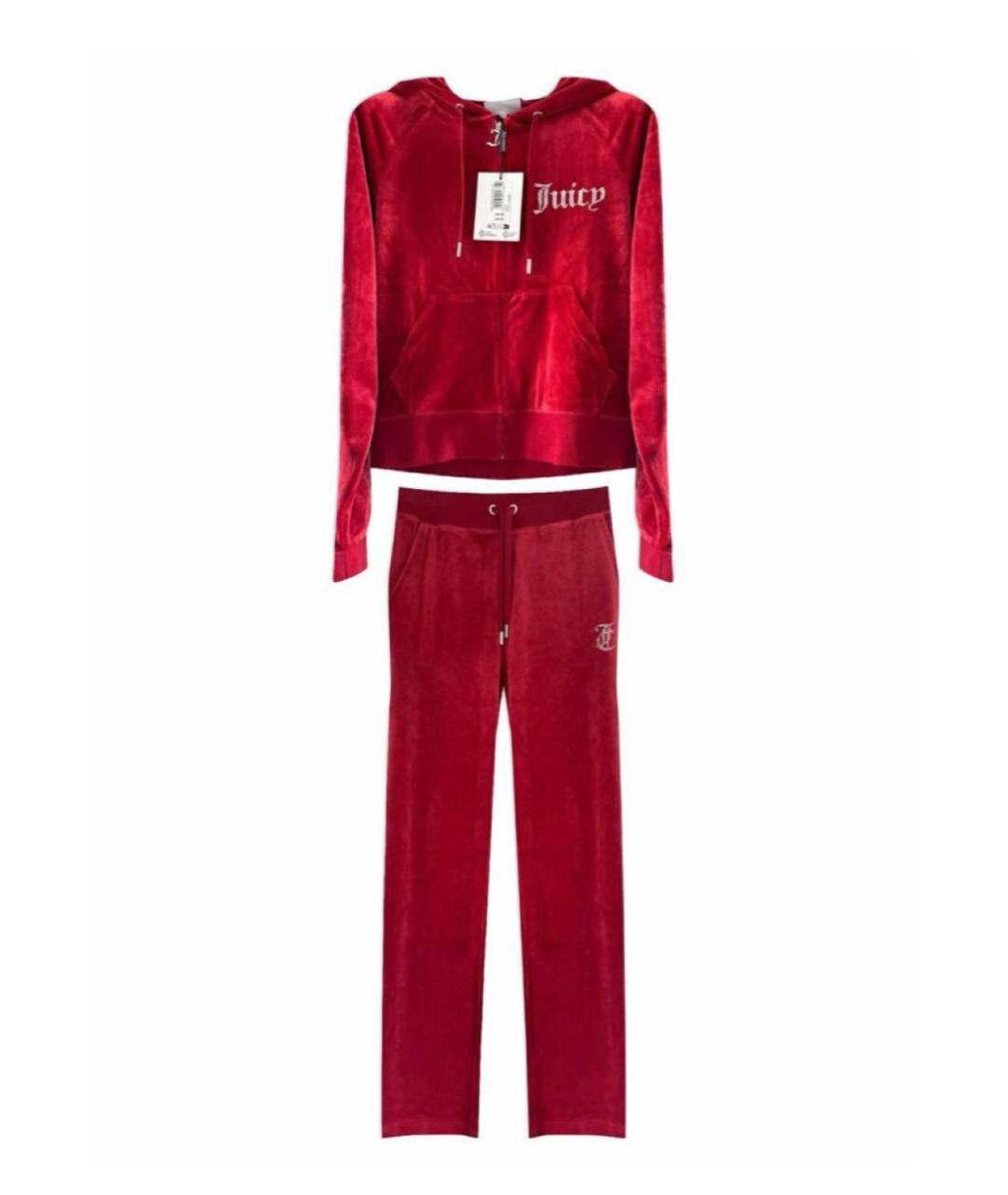 JUICY COUTURE Красный велюровый костюм с брюками, фото 1