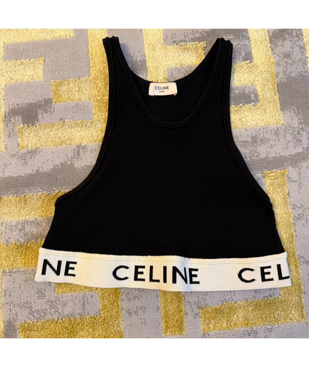 CELINE Черная хлопковая майка, фото 5