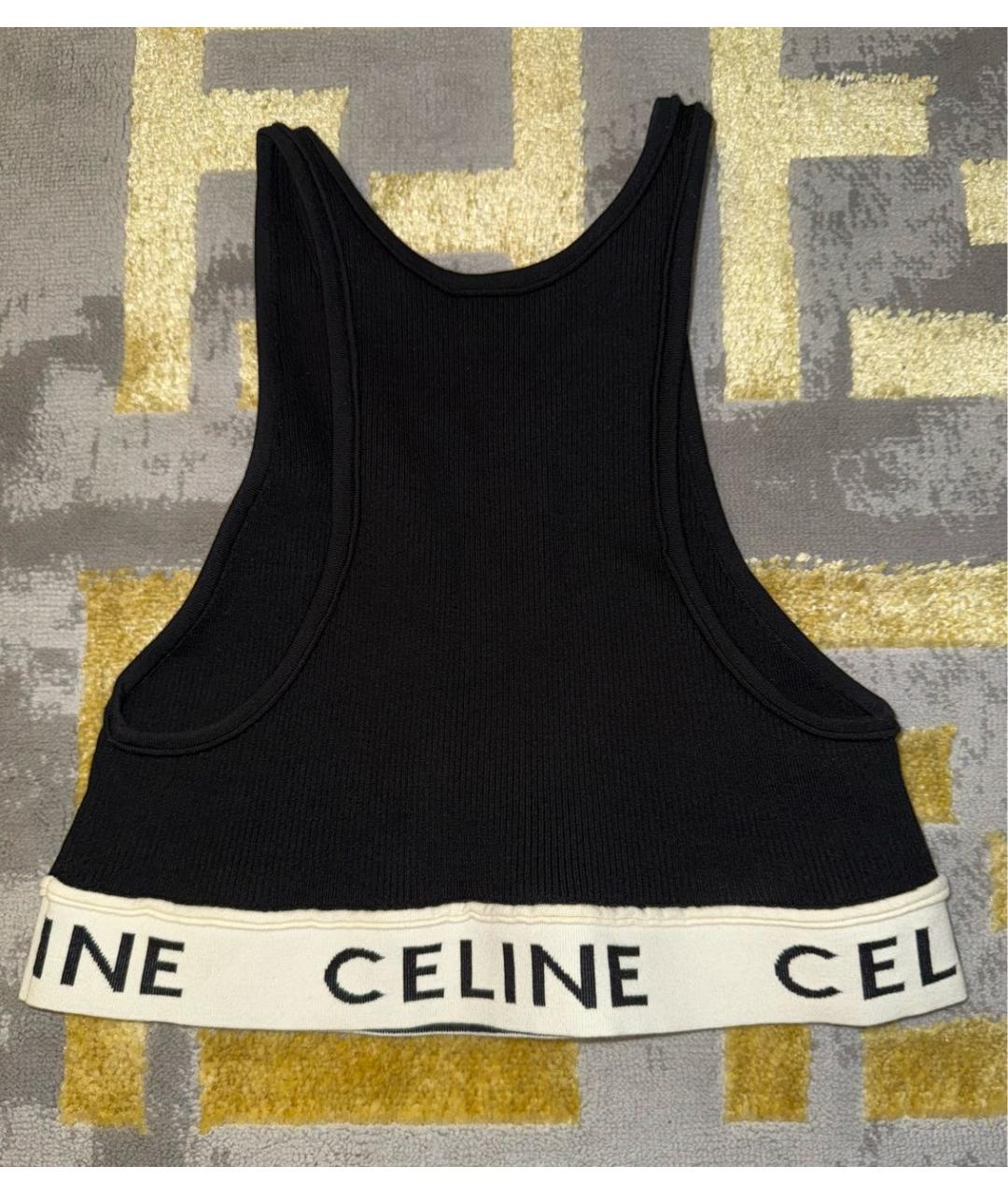 CELINE Черная хлопковая майка, фото 2